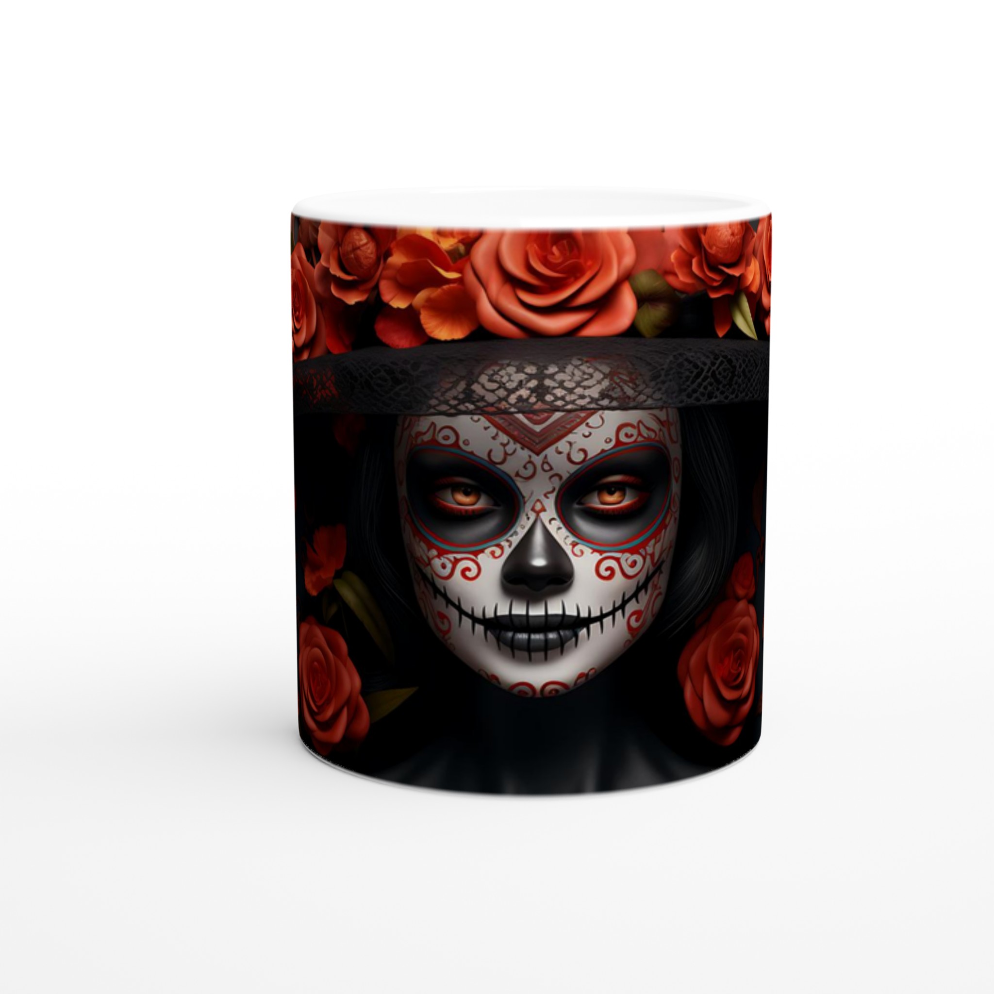 Catrina Day of the Dead 11oz Keramikmugg – Elegant Design för Kaffe & Te i Sju Färgval 8 09d0360d-3677-4054-8b75-877bc471c4f4