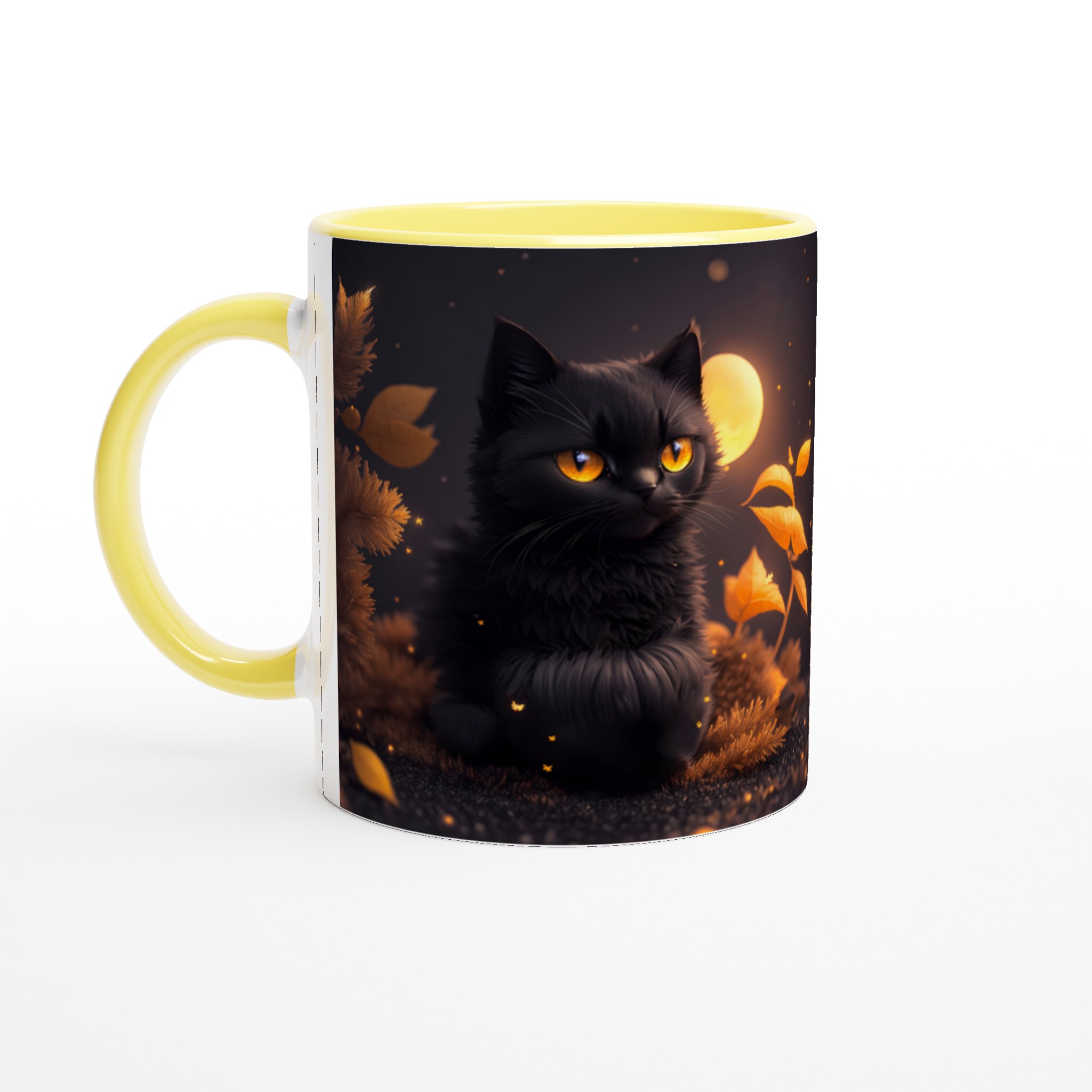Mystisk Svart Katt Keramikmugg - Gyllene Ögon & Magisk Höstatmosfär, 11oz 5 09f80fe8-1569-4895-8d13-2ae403f4a7ee