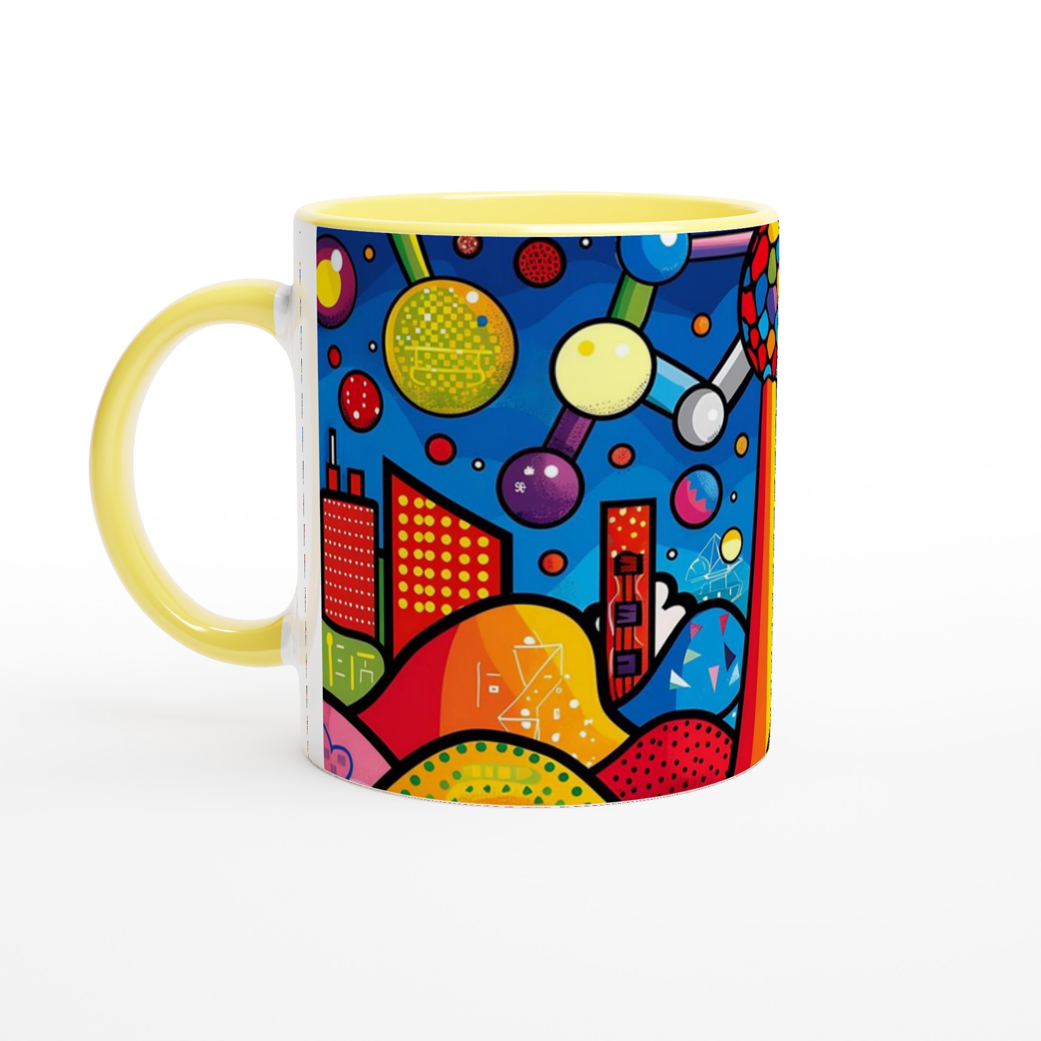 Abstrakt Pop Art Keramikmugg – Färgglad stadsvy & kosmos 11oz 5 0a1d011f-af44-42ff-b2e1-dba21698d99b