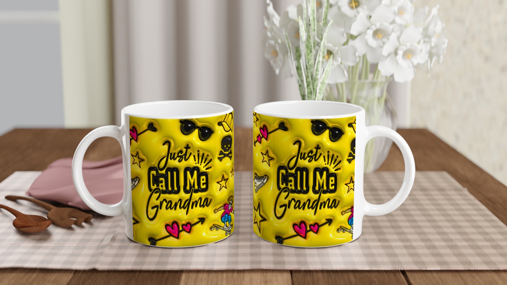 Cool Skateboard Grandma Mugg – 'Just Call Me Grandma' i Levande Gult – En Kärleksfull & Rolig Present! 10 0a65de64-c81d-4baf-b185-29be36e9dfd3