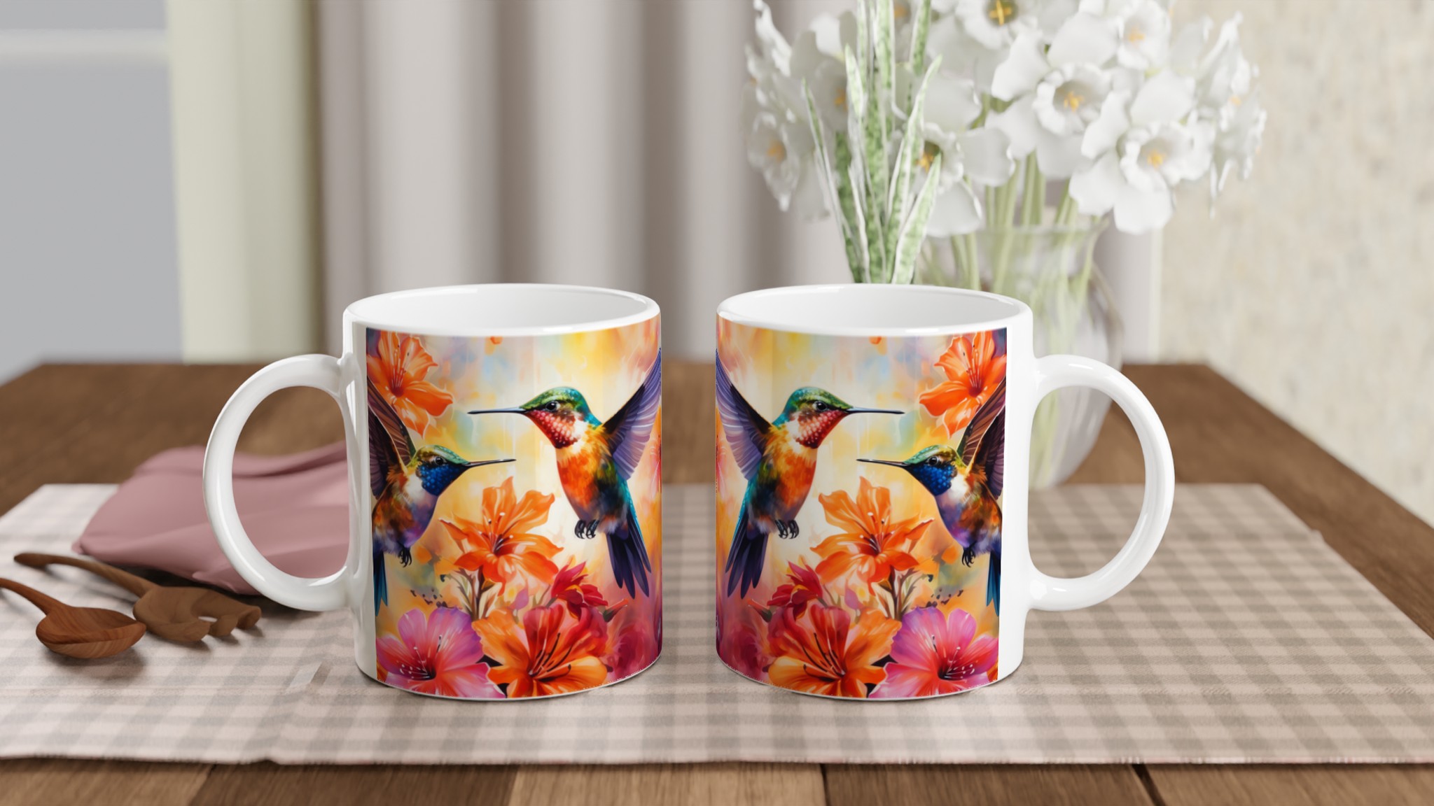 Färgsprakande Kolibrimugg – 11 oz Keramikmugg med Tropisk Blomsterprakt i Valfri Färg 11 0a78344c-b877-4b8c-b9b7-7522bbd2d515