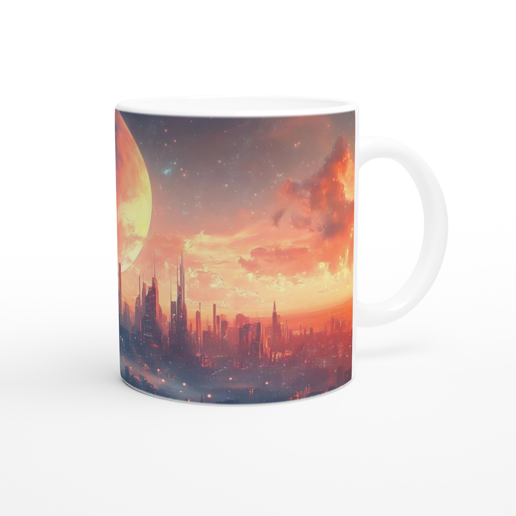 Futuristisk Stadsmugg – Sci-Fi Gryning Över Megalopolis Keramikmugg (11 oz) i flertalet färger 10 0afd9d3c-8f7d-4aff-a92b-f348849de6a8