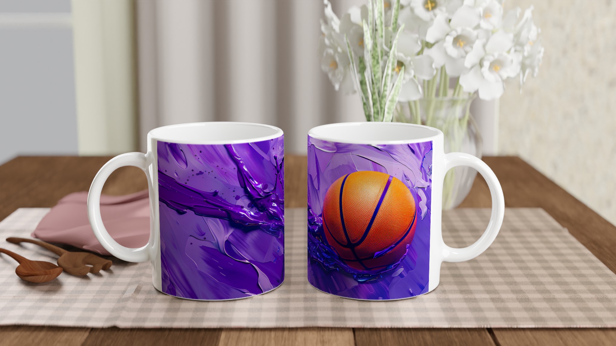 Basketboll & Lila Färgstänk Keramikmugg – Perfekt för Sportfantasten i Valfri Färg! 10 0b06ac7a-7702-485d-b84c-5c963e8e60d7