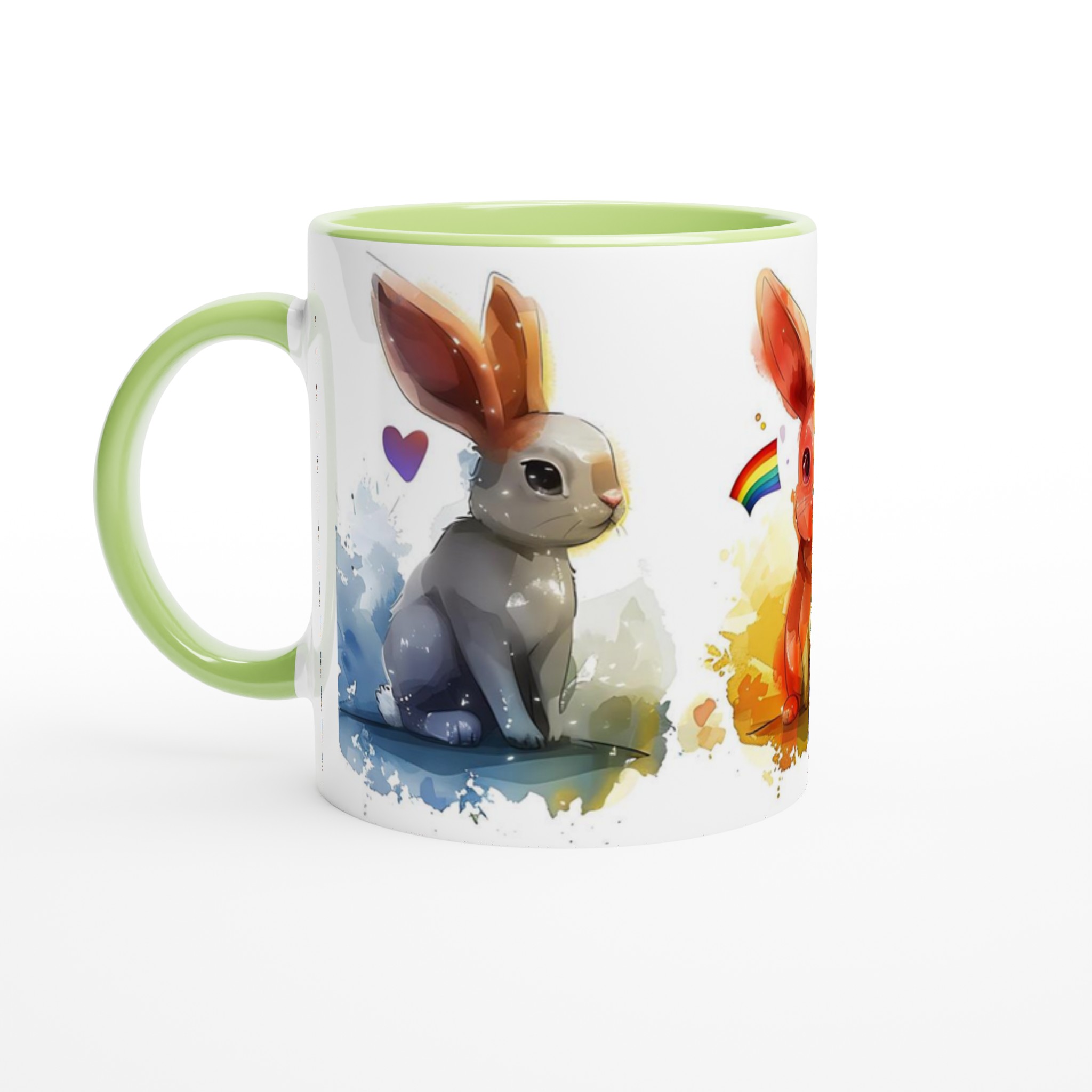 Färgglad Akvarellkanin Mugg – 11oz Keramisk Kaffekopp med Lekfull Design 3 0b2053c4-f34a-44eb-96f7-98e996bad12f