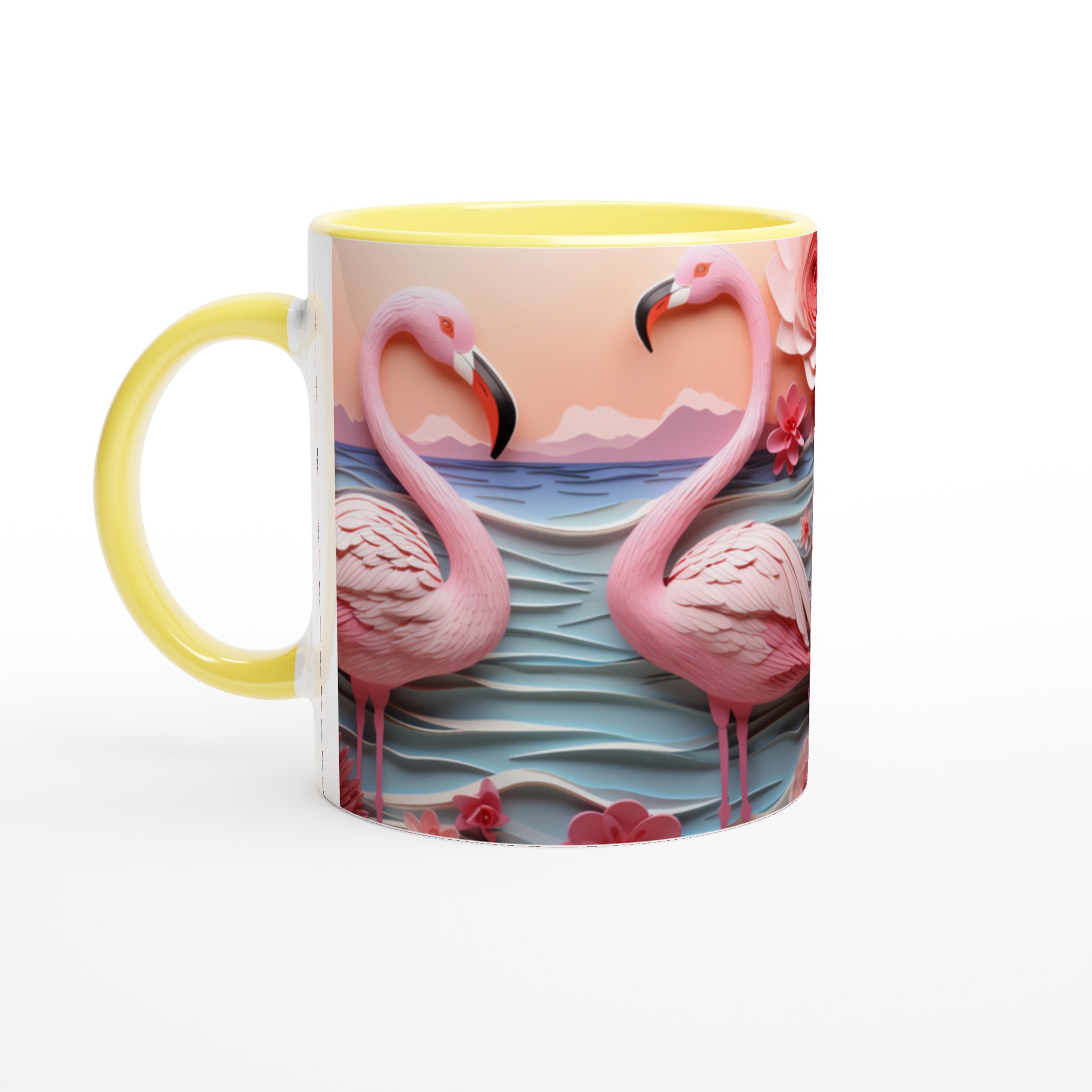 Flamingo Paradise 11oz Keramisk Mugg – Drömsk Design i Papperskonst Stil 5 0b446aa4-fb00-4367-9df9-d876e449265c