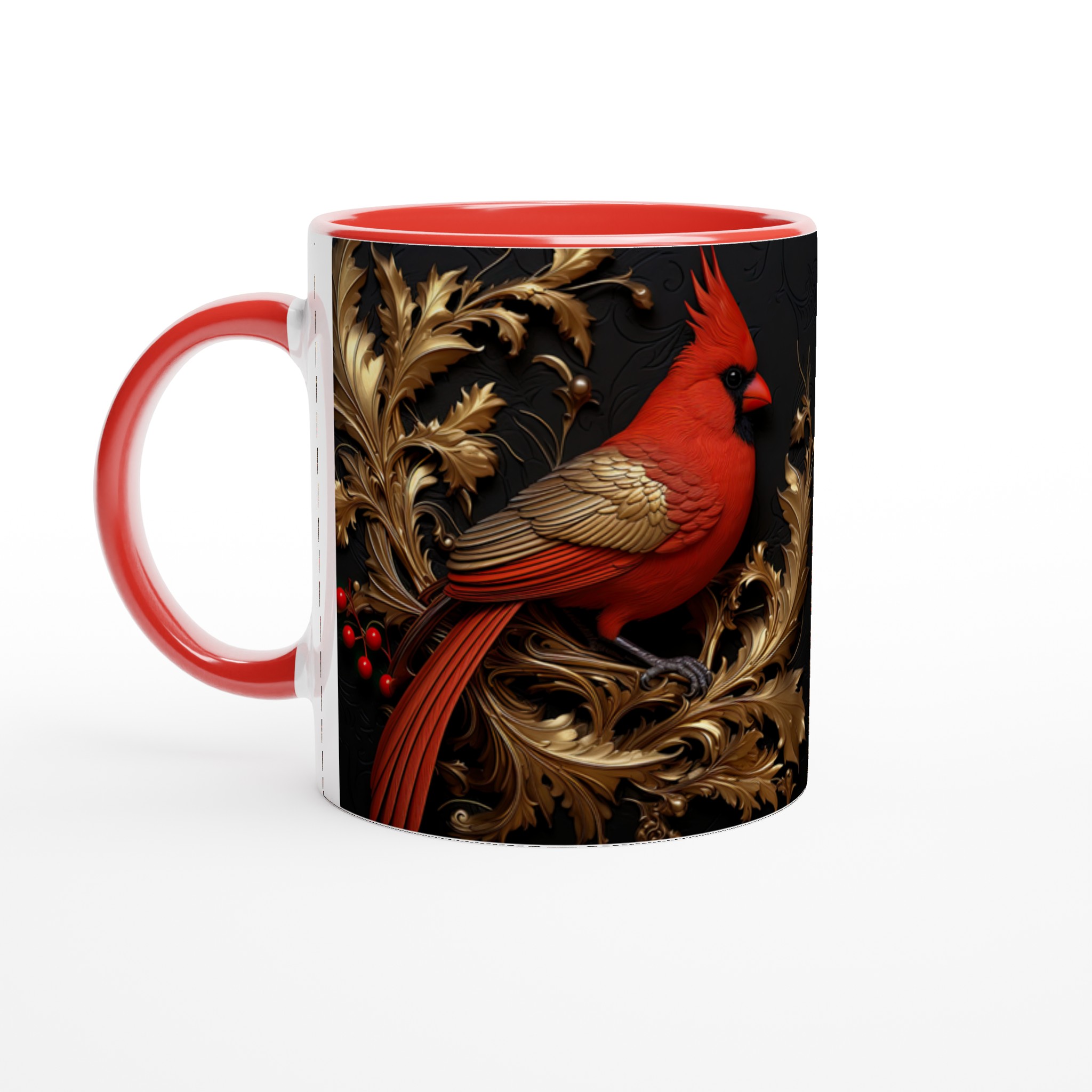 Vit 11oz keramisk mugg med elegant kardinal och gulddetaljer – välj din favoritfärg 2 0b62fc29-903c-4d0a-adf0-eb68b6c13ab4