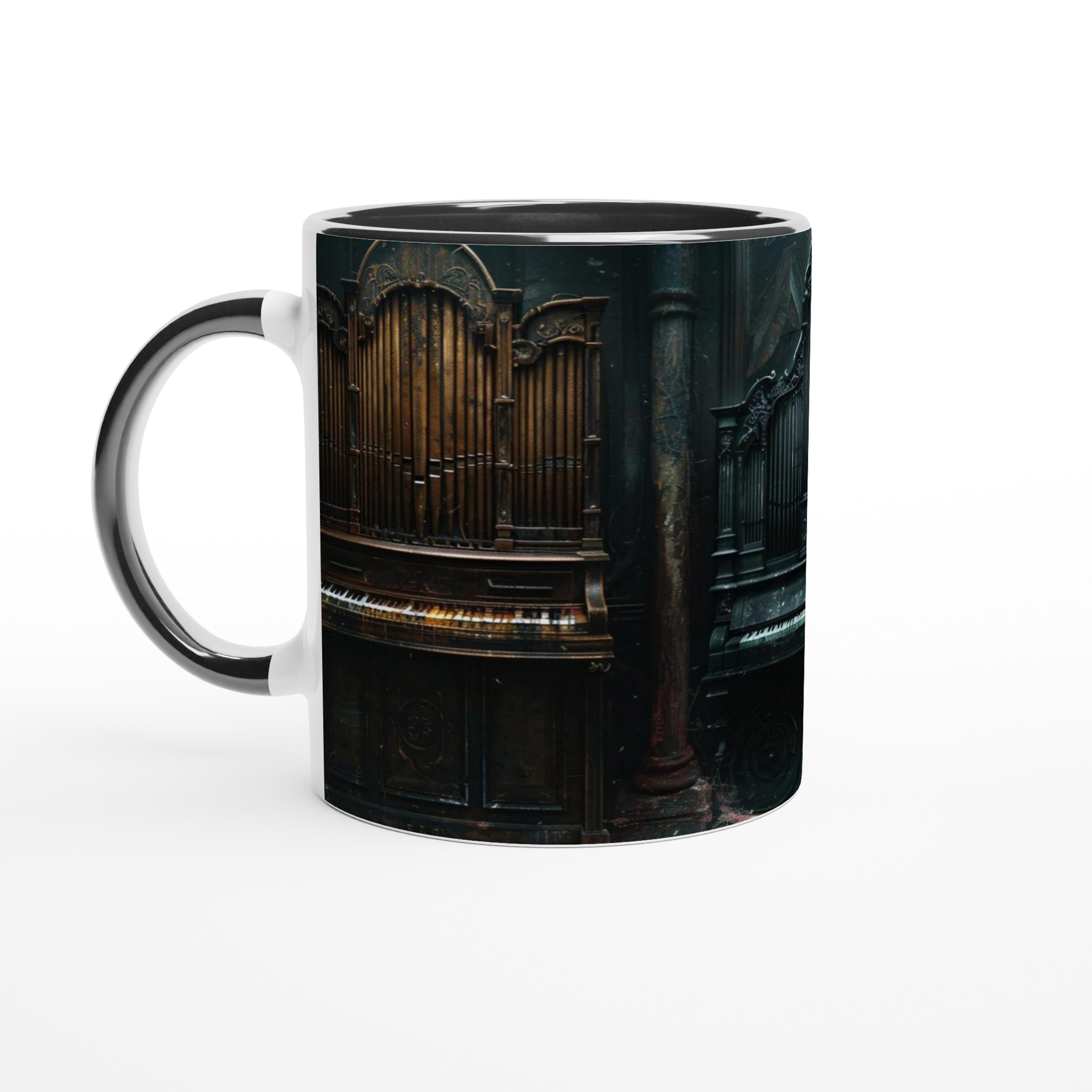 Vit 11oz Keramisk Mugg med Gotiskt Orgelmotiv i Tidlös Elegans 7 0c9c938c-1c47-4371-a84f-9353992f6d58