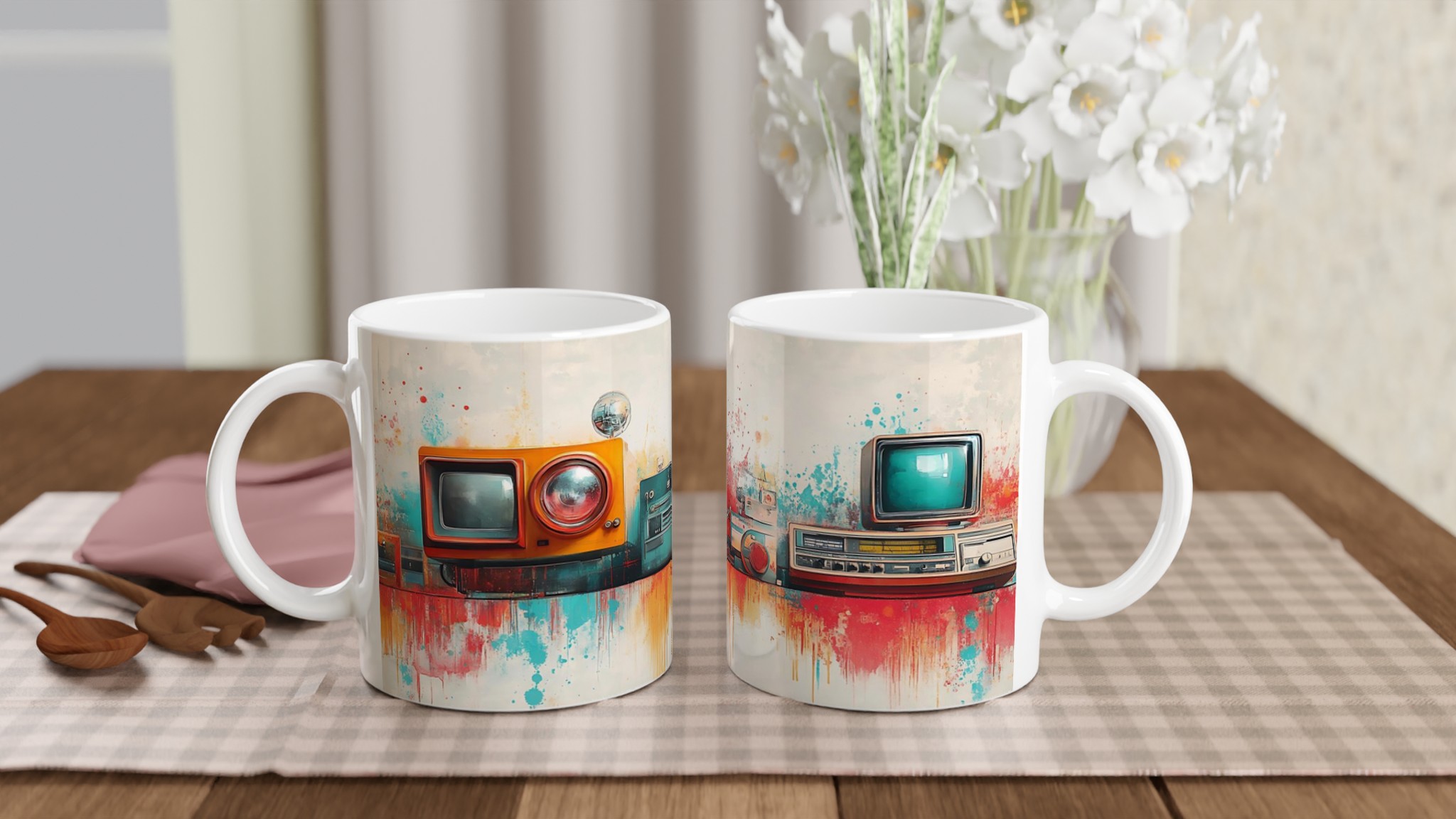 Retro Tech Fusion 11oz Keramisk Mugg – Konstnärligt Tryck & Färgstark Design 10 0cd72951-7061-4d5a-a8dd-31ea7f6f27aa