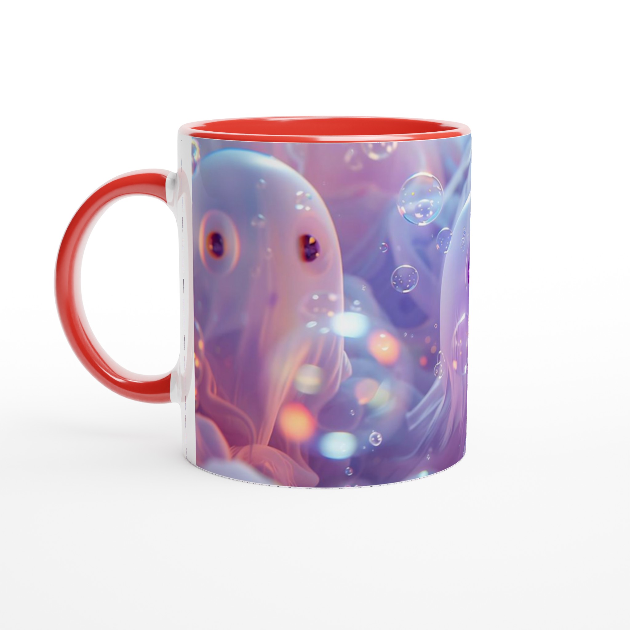 Pastell Dröm Mugg: En Vit 11oz Keramikmugg i en Värld av Ljus och Bubblor 2 0d4ad4cf-65b1-434e-941a-d6c70355d240