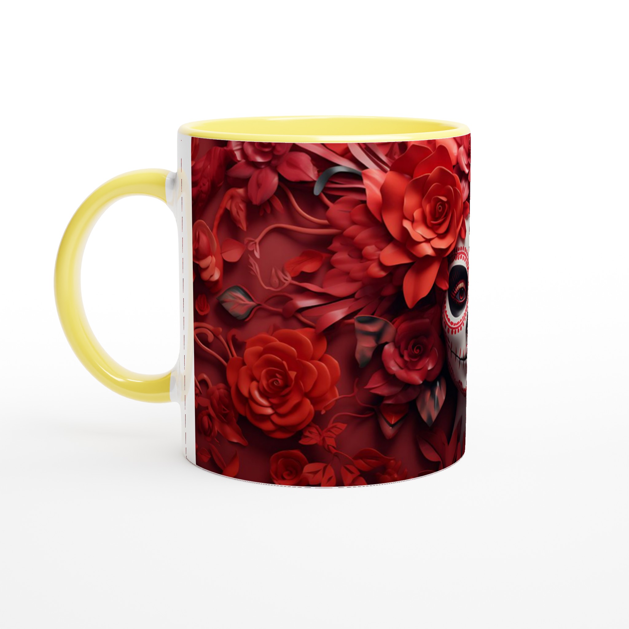 Dia de los Muertos Keramikmugg - Skalledesign med Röda Rosor, 11 oz 5 0d7ec864-d019-4f93-89f3-65106f8e2609
