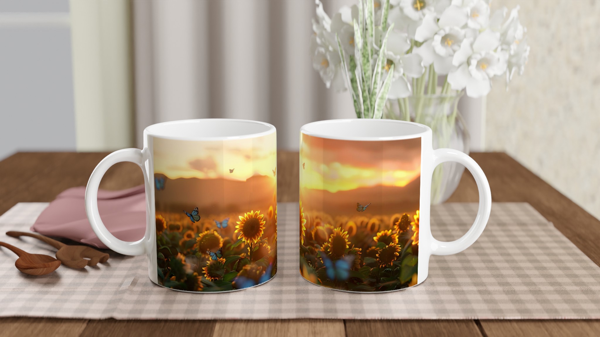 Solrosfält vid solnedgång 11oz Keramisk Mugg – Välj bland 7 jordnära färger 10 0d83ab6c-2990-456e-a485-7c112732e277