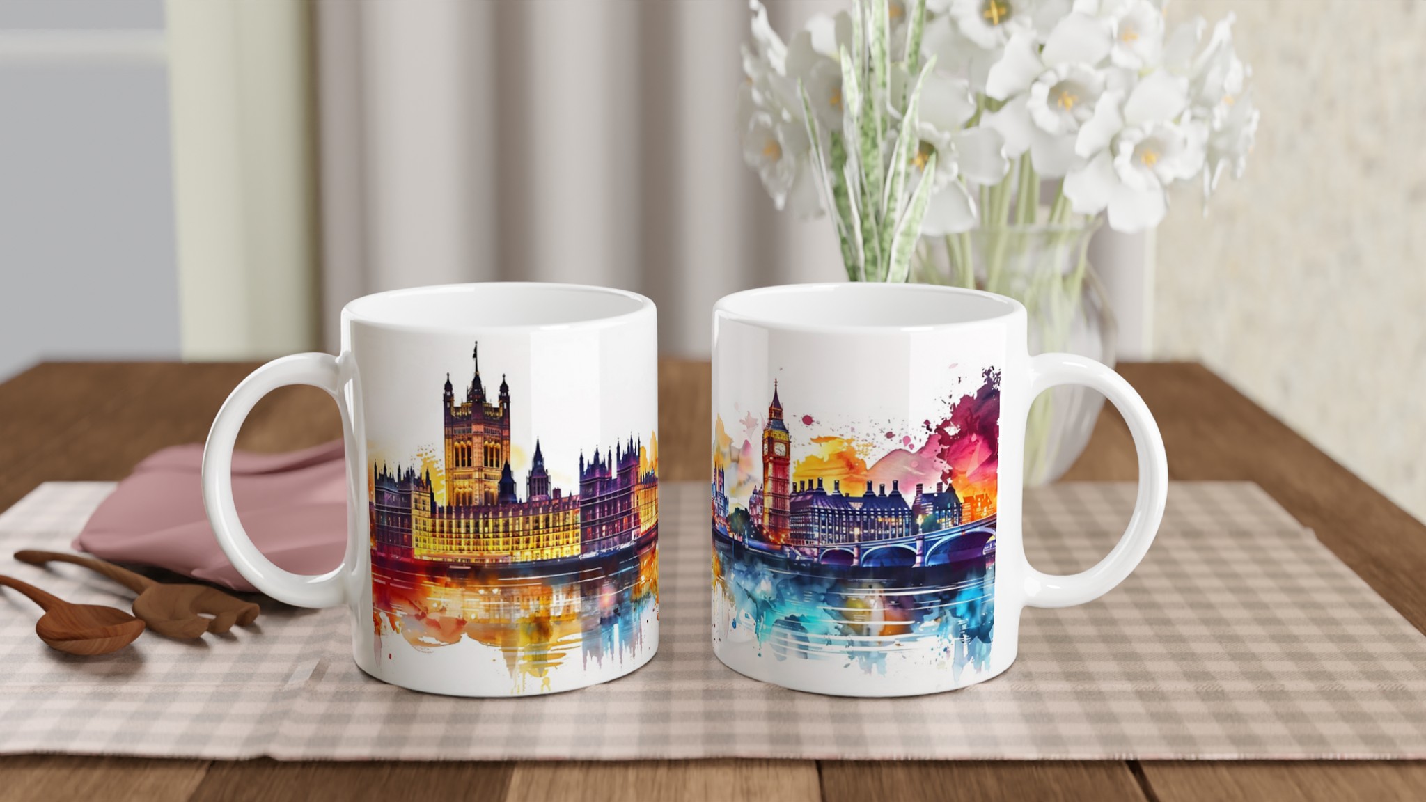 London Skyline Akvarell Mugg – Färgstark Keramisk Kaffekopp för Reseälskare i Valfri Färg 10 0da4355b-cde7-4414-834f-66325b7ded57