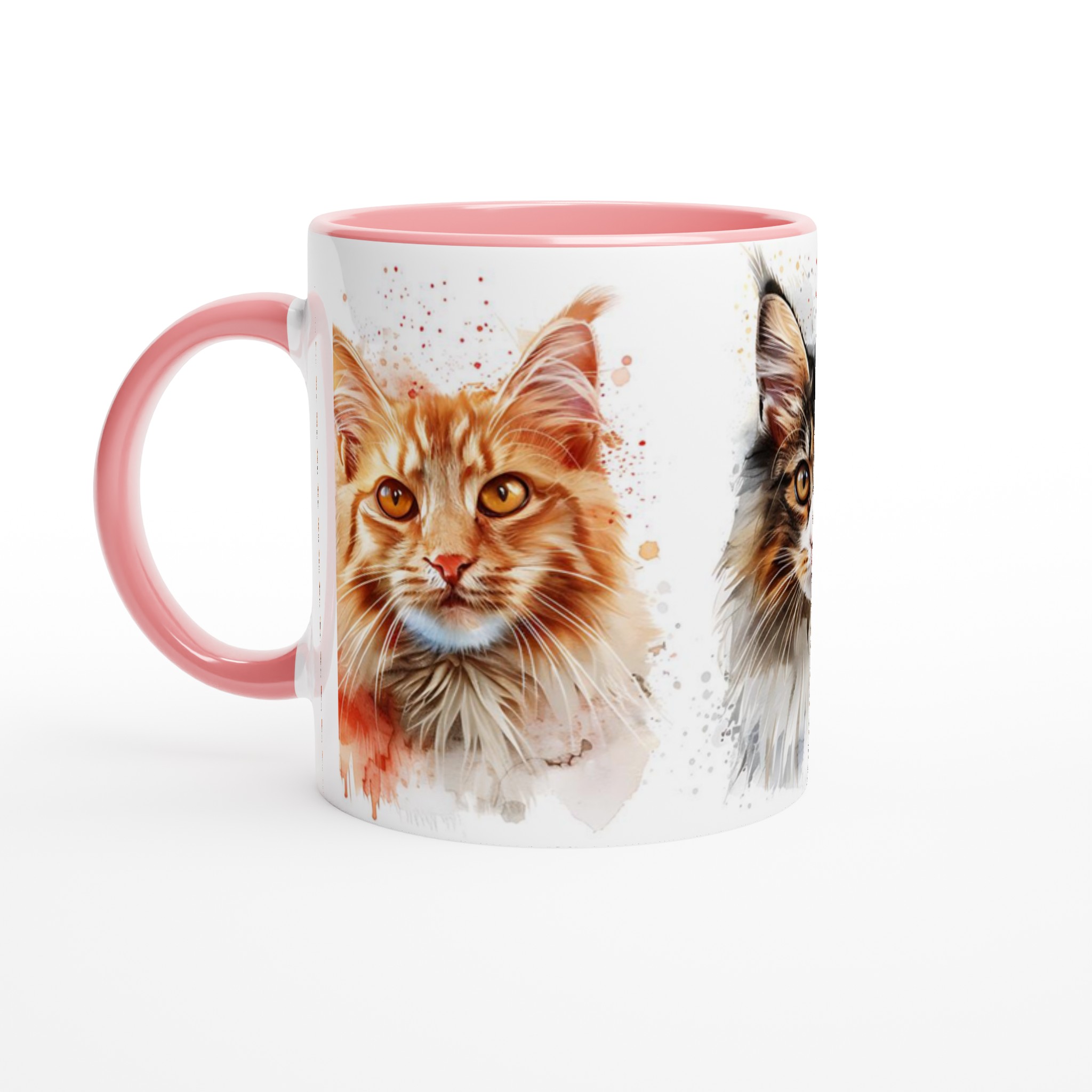 Kattansikten i akvarell – 11 oz keramikmugg i ditt val av sju färger 6 0dba8e7c-9a52-466b-9bf3-782a9314bb26