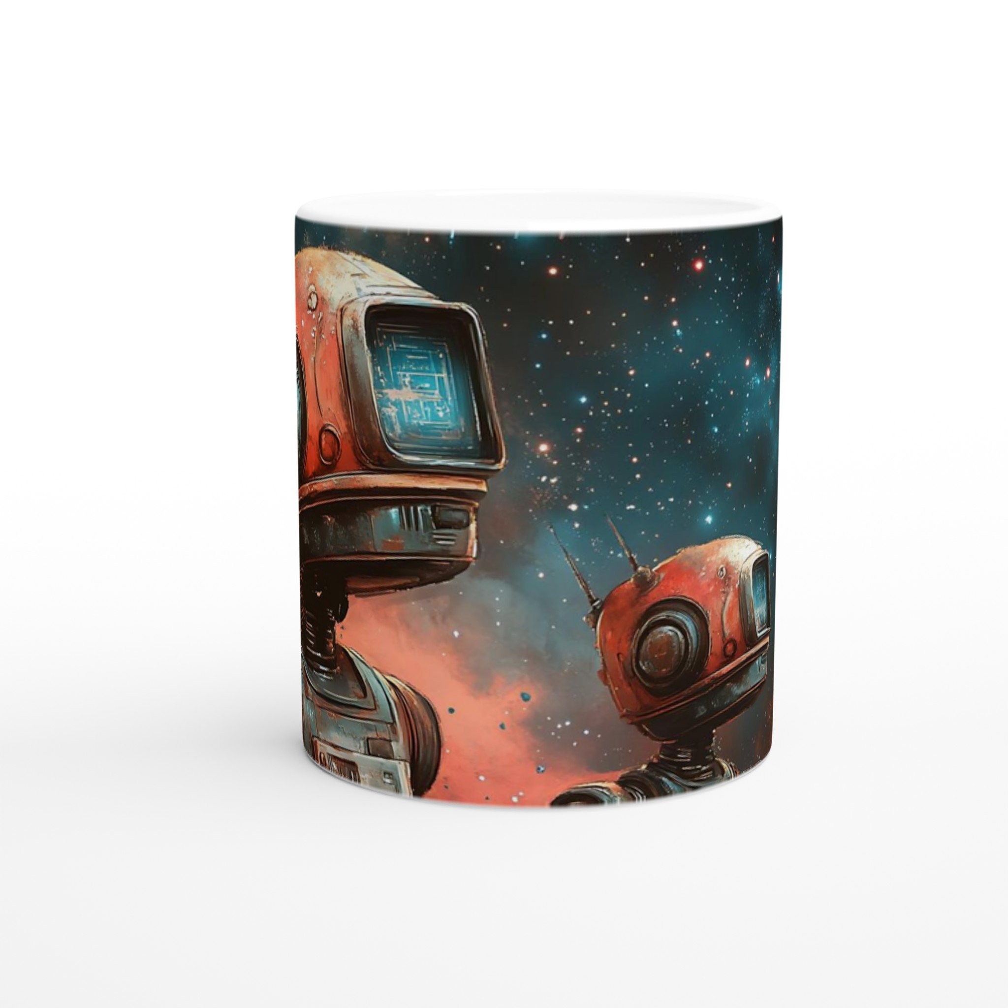 Retro Space Robot Mugg - Vit Keramikmugg 11oz med Sci-Fi Motiv i Livfulla Färger 8 0e35ebd4-8018-4919-a4f6-7addbaa67e94