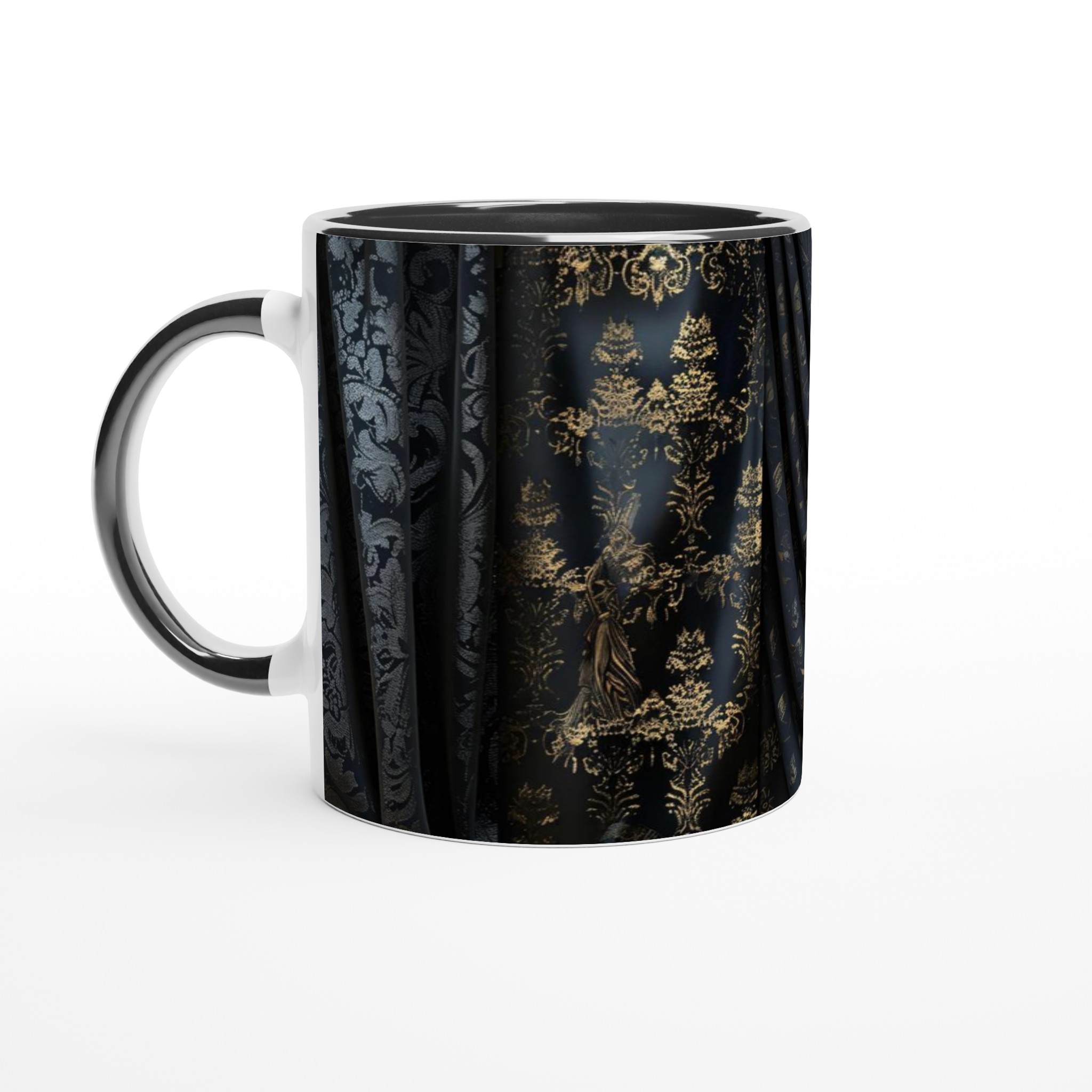 Vit 11oz keramisk mugg med eleganta svartguld-mönster – välj din färgfavorit 7 0e9bb5cd-d058-48bd-a7bc-d71b9084b4de