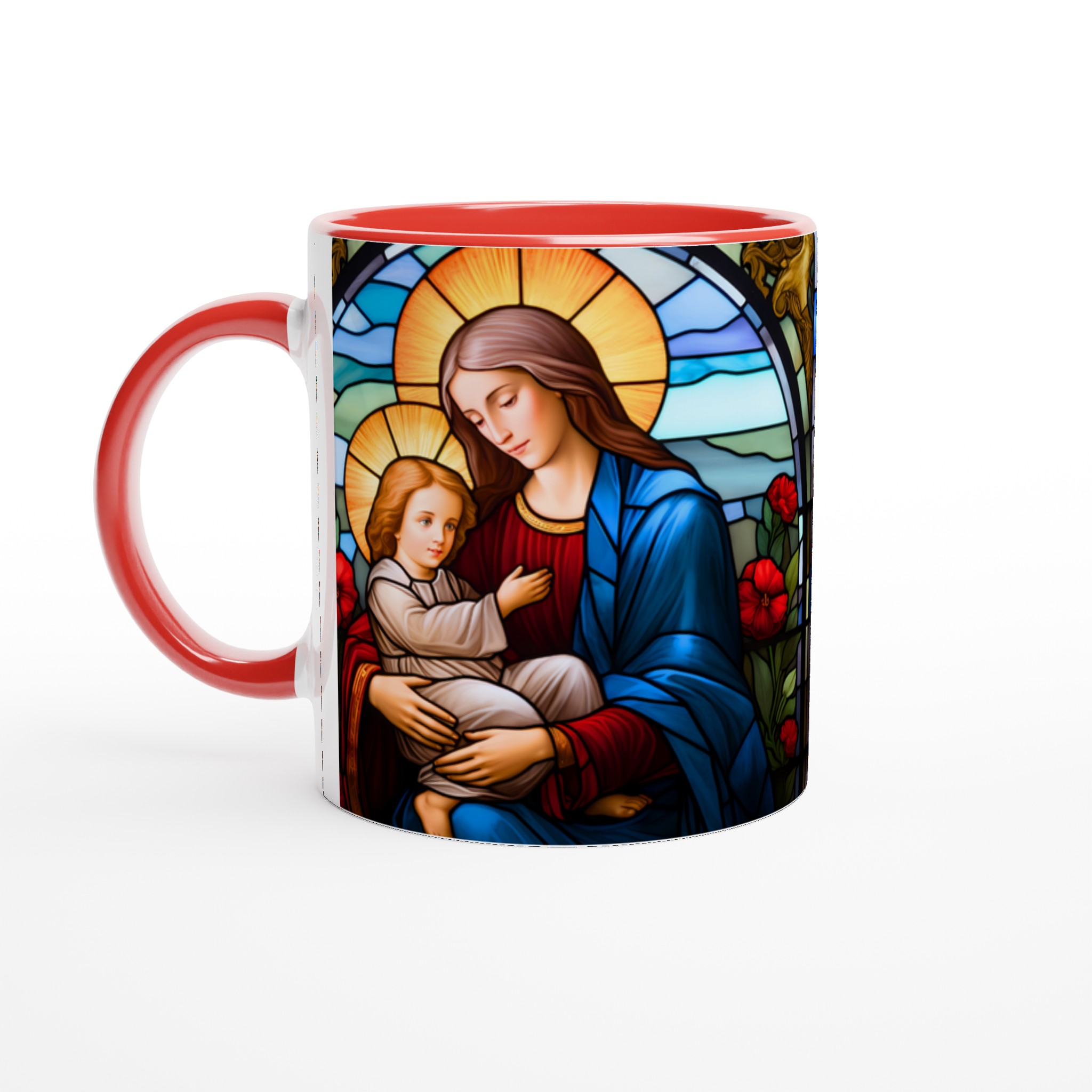 Madonna och Barnet Blyinfattat Glas Mugg - Helig Konst i Levande Färger 2 0f0e8f3a-a201-40b3-928d-22ab78f2af9e