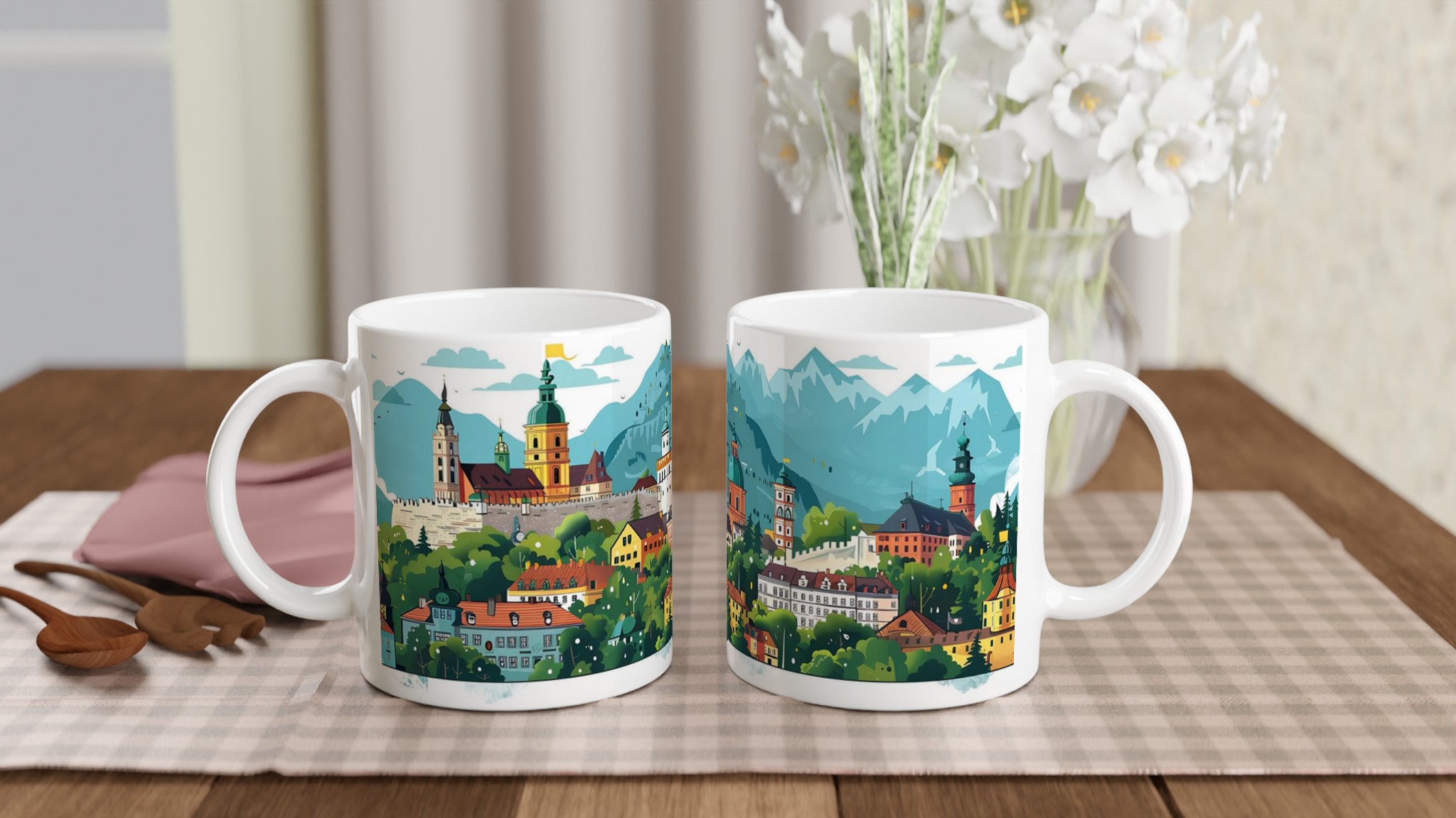 Europeisk Stadsmugg - Charmig Urban Panoramadesign i Din Valfria Färg, 11oz Keramik 11 0f0ec223-9945-4622-8f36-35660314b272