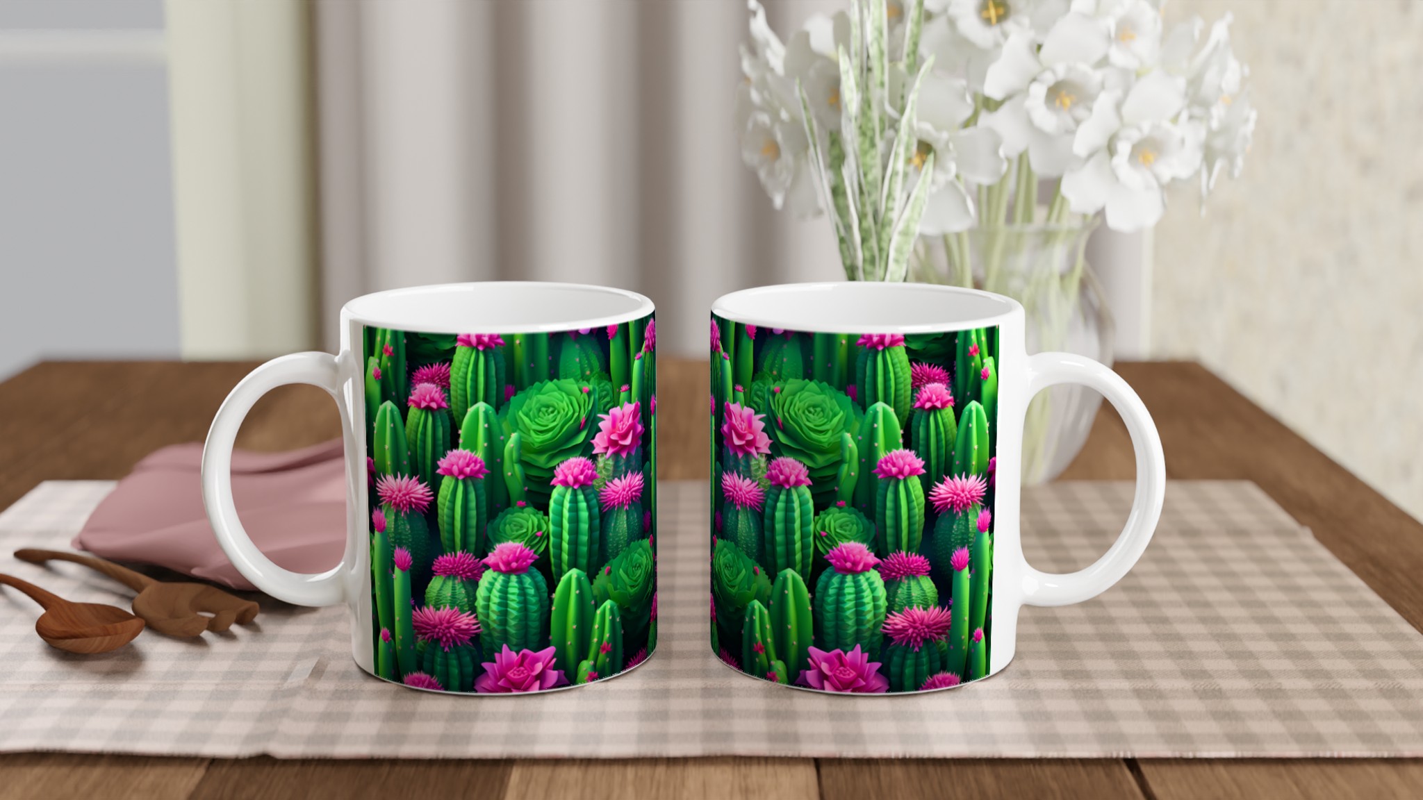 Kaktusblomster Mugg – Levande Rosa & Grön Design i 11oz Keramik 10 0f2edc66-a675-4383-a85a-0af246fcbbb4