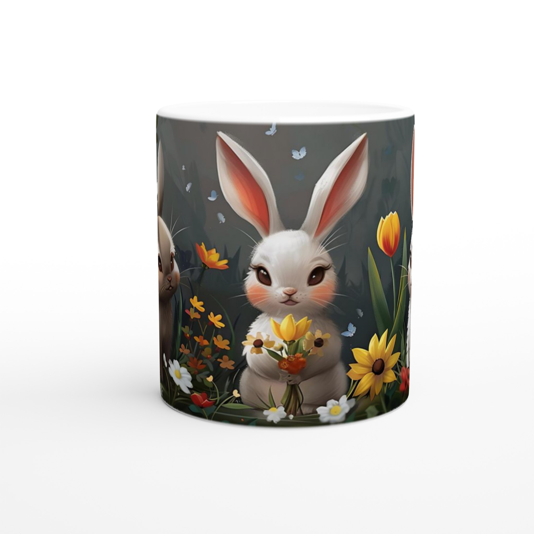 Söta Kaniner i Blomsterängen - 11oz Keramisk Mugg för Vårglädje & Charmiga Kaffestunder 8 0f3edda3-145e-46f7-835e-bc808849d910