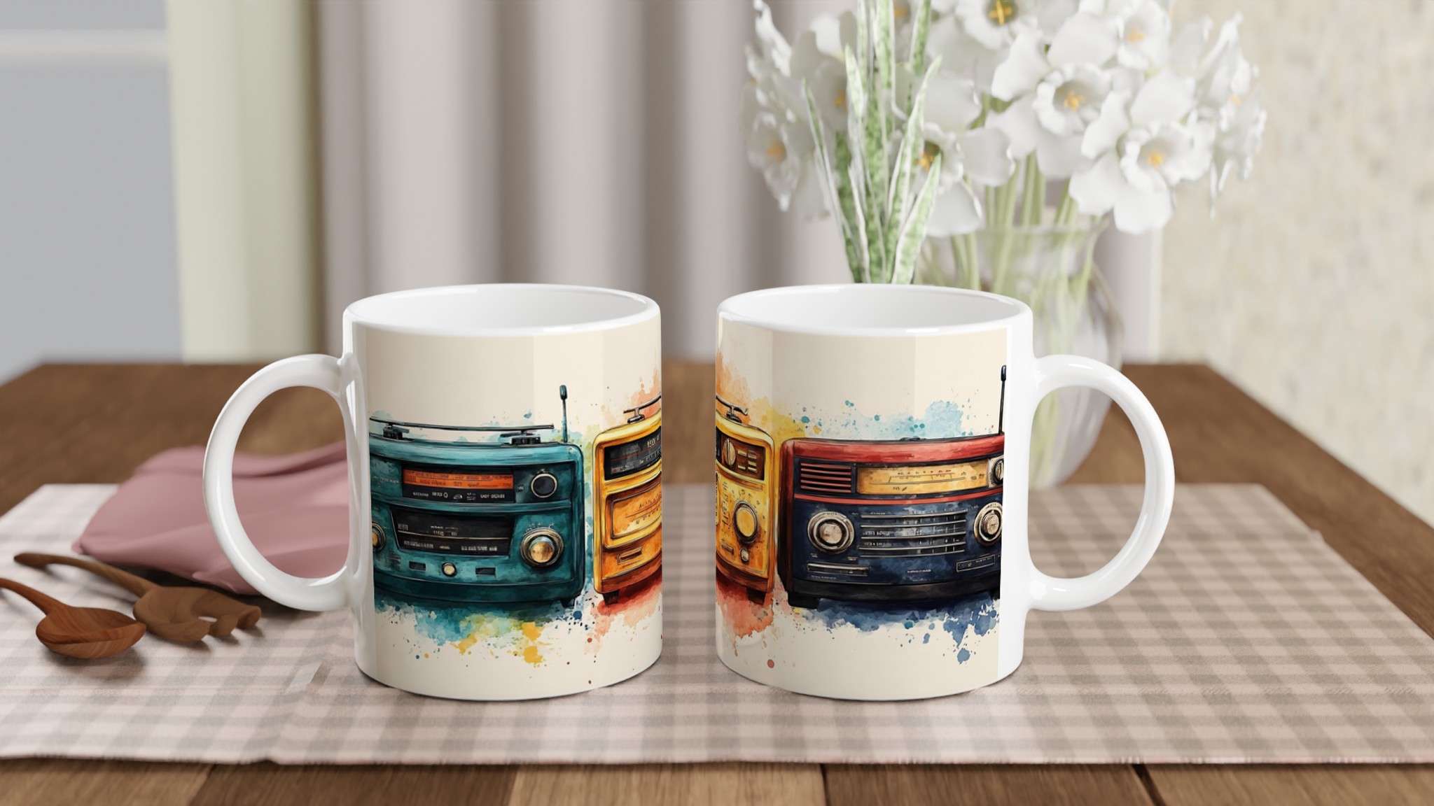 Retro Radios Akvarellmugg – 11oz Keramisk Mugg i Valfri Färg för Musikälskaren 10 0f7c5ce2-d6eb-45f9-8e8b-e220fabb37fb