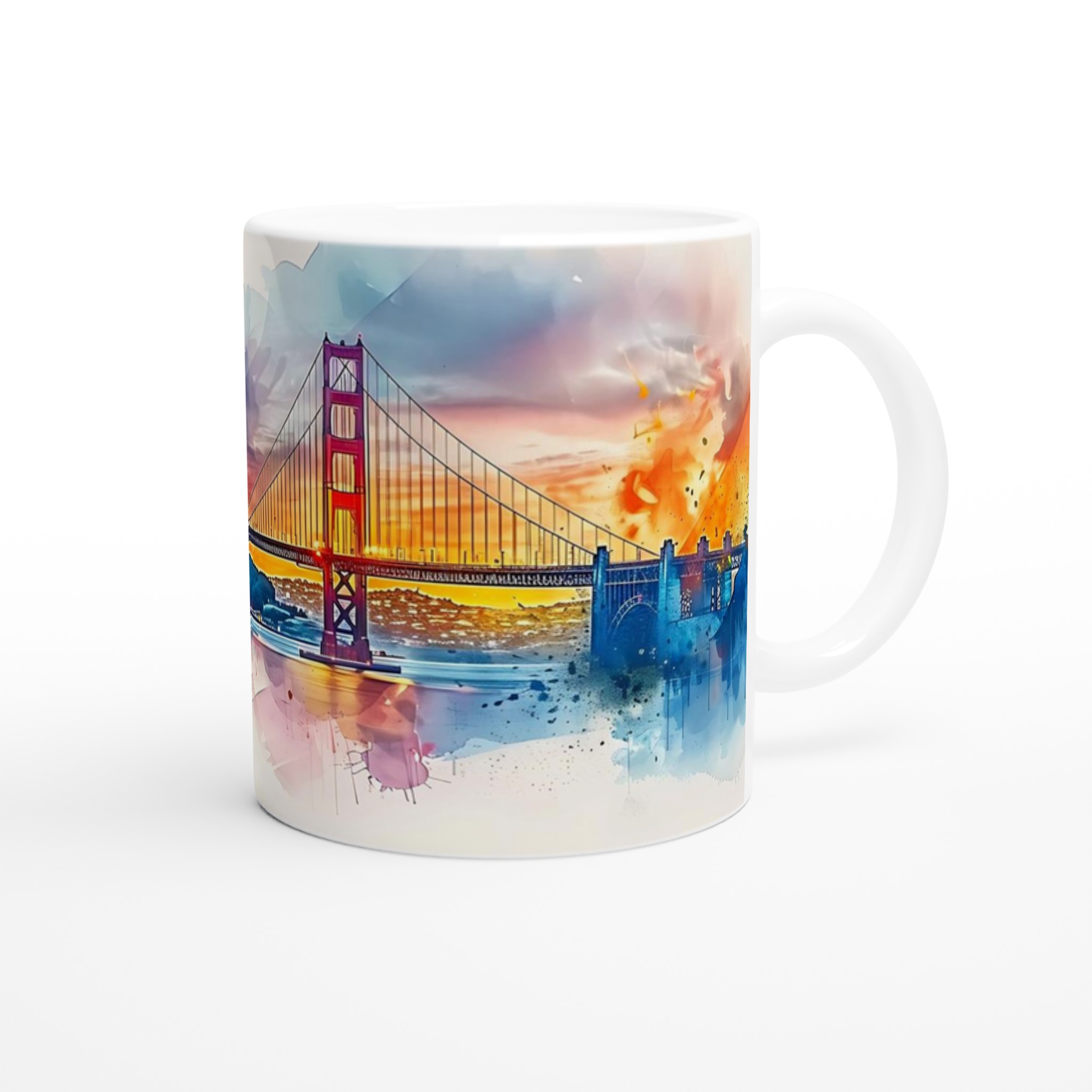 Golden Gate Akvarell Mugg - 11oz Keramikmugg med Ikonisk San Francisco Solnedgång 10 0fcffa56-1e00-4310-af71-d8d689e1e92f