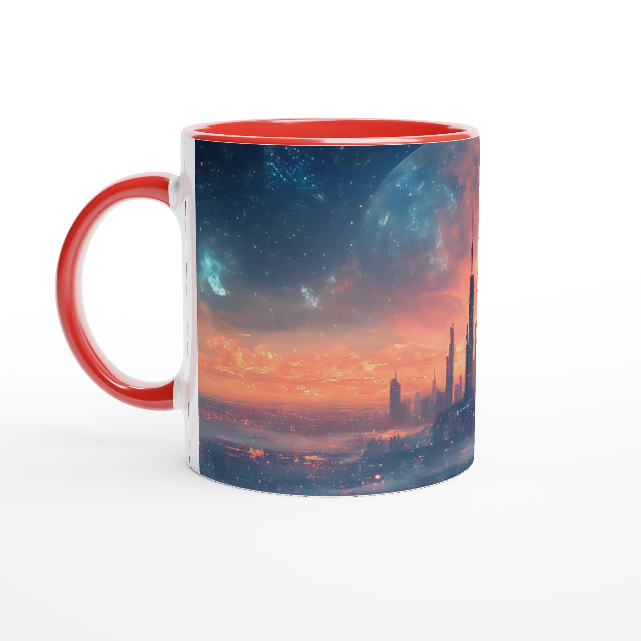 Futuristisk Stadsmugg – Sci-Fi Gryning Över Megalopolis Keramikmugg (11 oz) i flertalet färger 5 0ff39413-9cee-48ee-9898-2e798b420d22