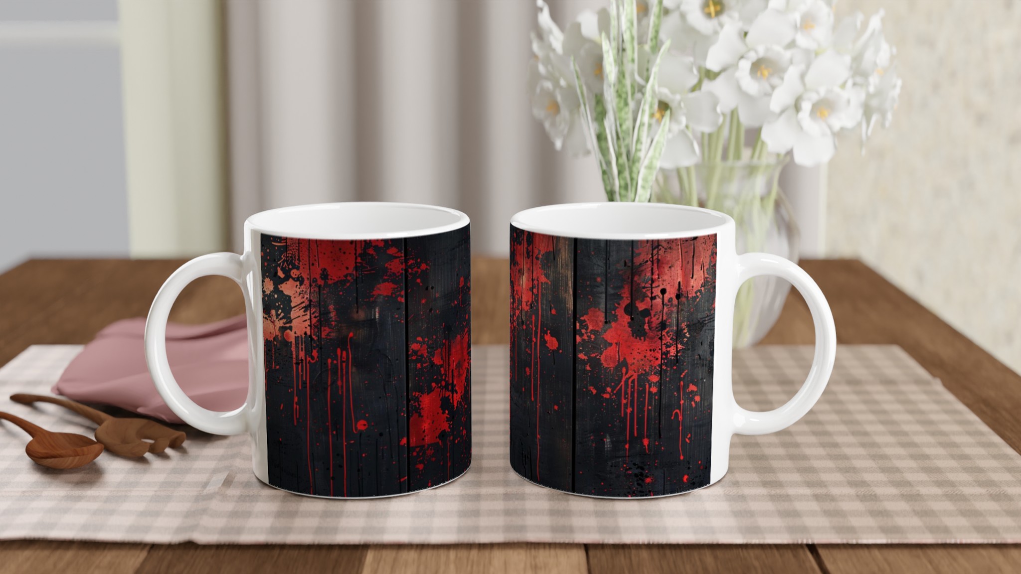 Red Splatter Art Mugg – 11oz Keramisk Mugg med Gotisk Grunge-design 10 0ff90c01-5362-4b19-9f04-f88bee155c65