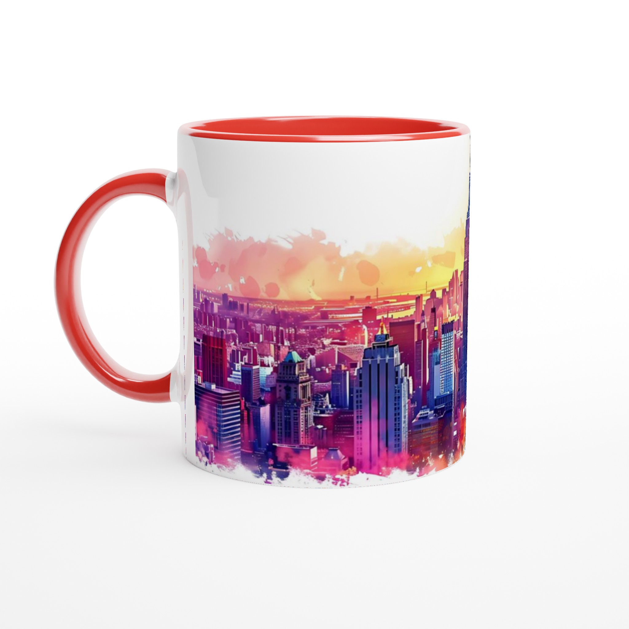 New York City Skyline Watercolor Mugg – Fånga stadens puls i levande färger på din valfria keramiska mugg! 2 104bc9b1-6442-4a8f-8562-ec7fae555caa