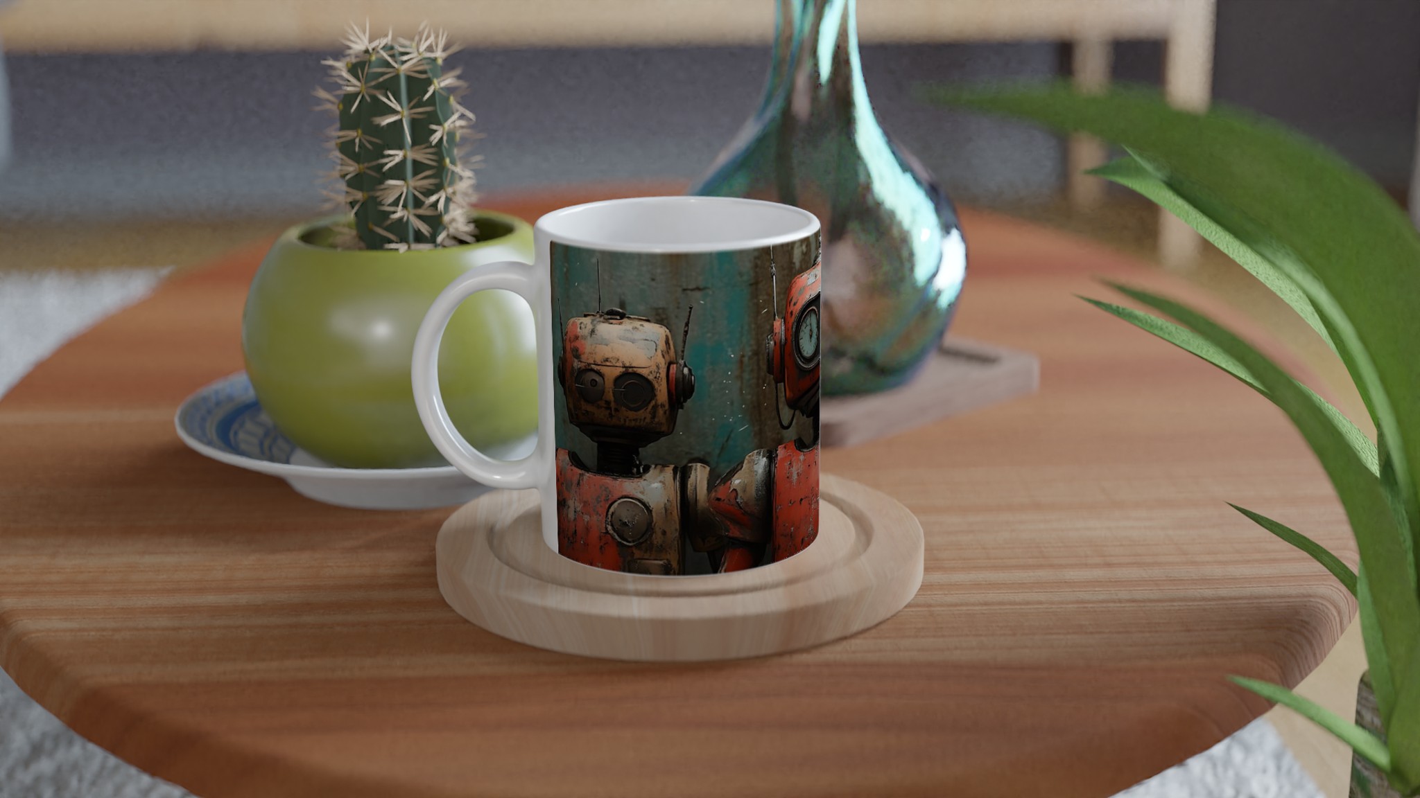 Retro Roboter Vänner 11oz Keramikmugg – Perfekt för Sci-Fi Entusiasten, Välj Din Färg! 9 10c7f880-515d-48ce-927b-da695f385143