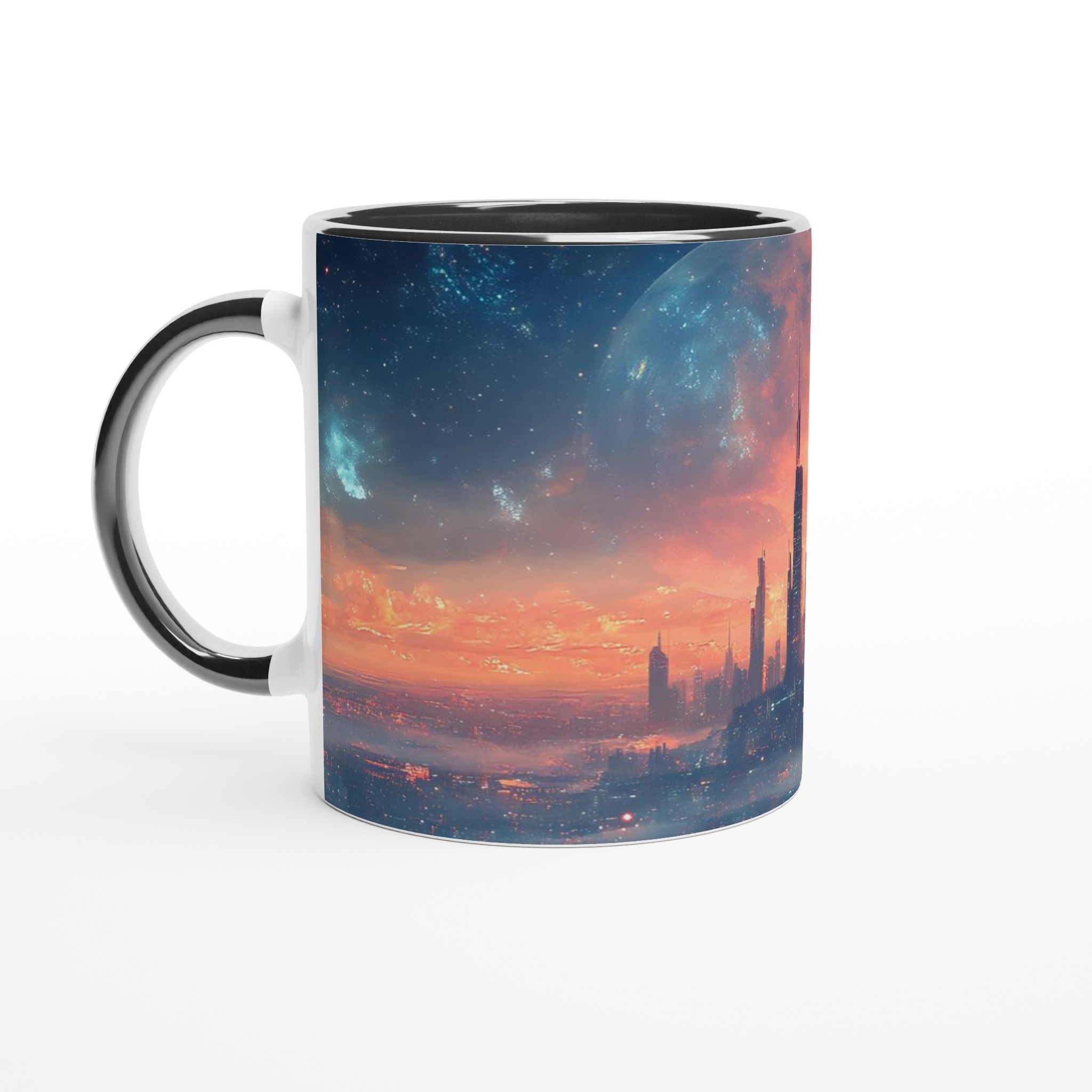 Futuristisk Stadsmugg – Sci-Fi Gryning Över Megalopolis Keramikmugg (11 oz) i flertalet färger 4 115e242c-824c-4326-baea-c9a747039157