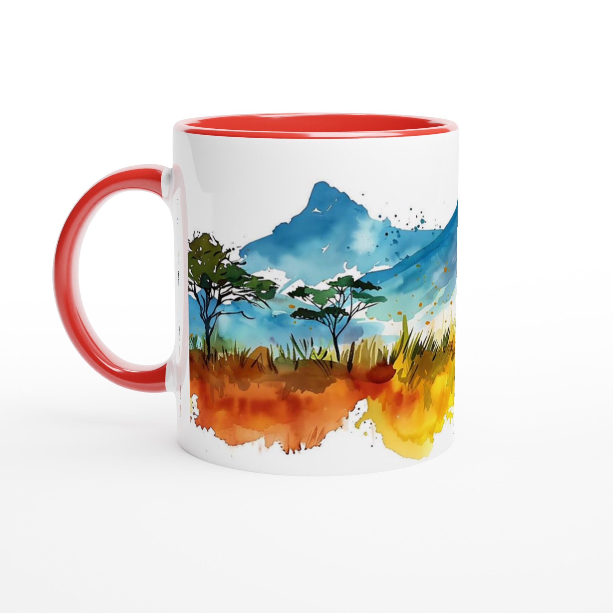 Akvarellberg & Savannmugg - Livfull Keramisk Kaffekopp 11oz, Välj Bland 7 Färgstarka Nyanser 2 1161a4b3-4fd5-4804-887b-002cfa04d95f