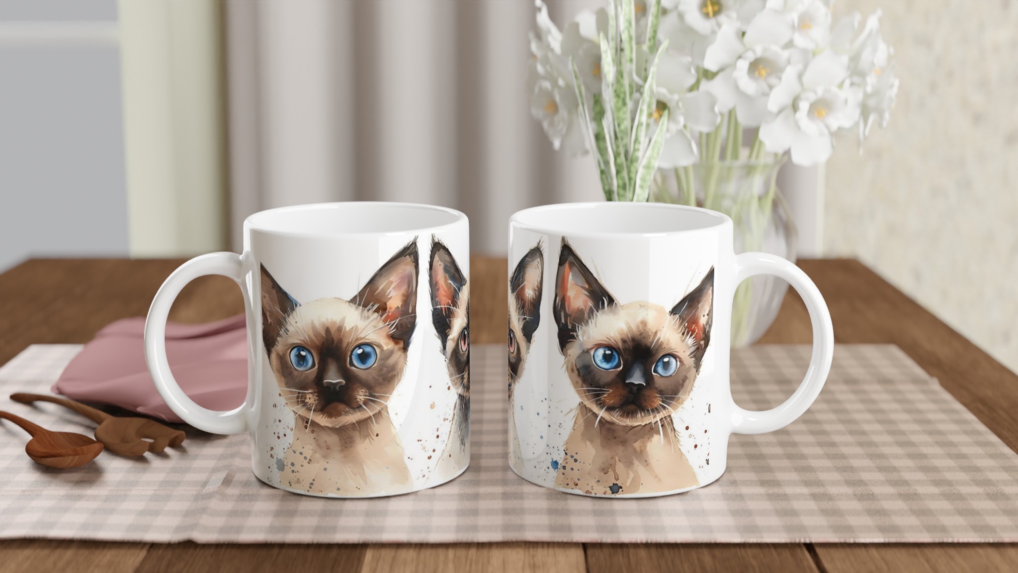 Söt Siameskatt Vattenfärg Mugg – Personlig Kaffemugg i Keramik med Din Favoritfärg 10 1177ff3d-a661-4620-9392-10b39738ad71