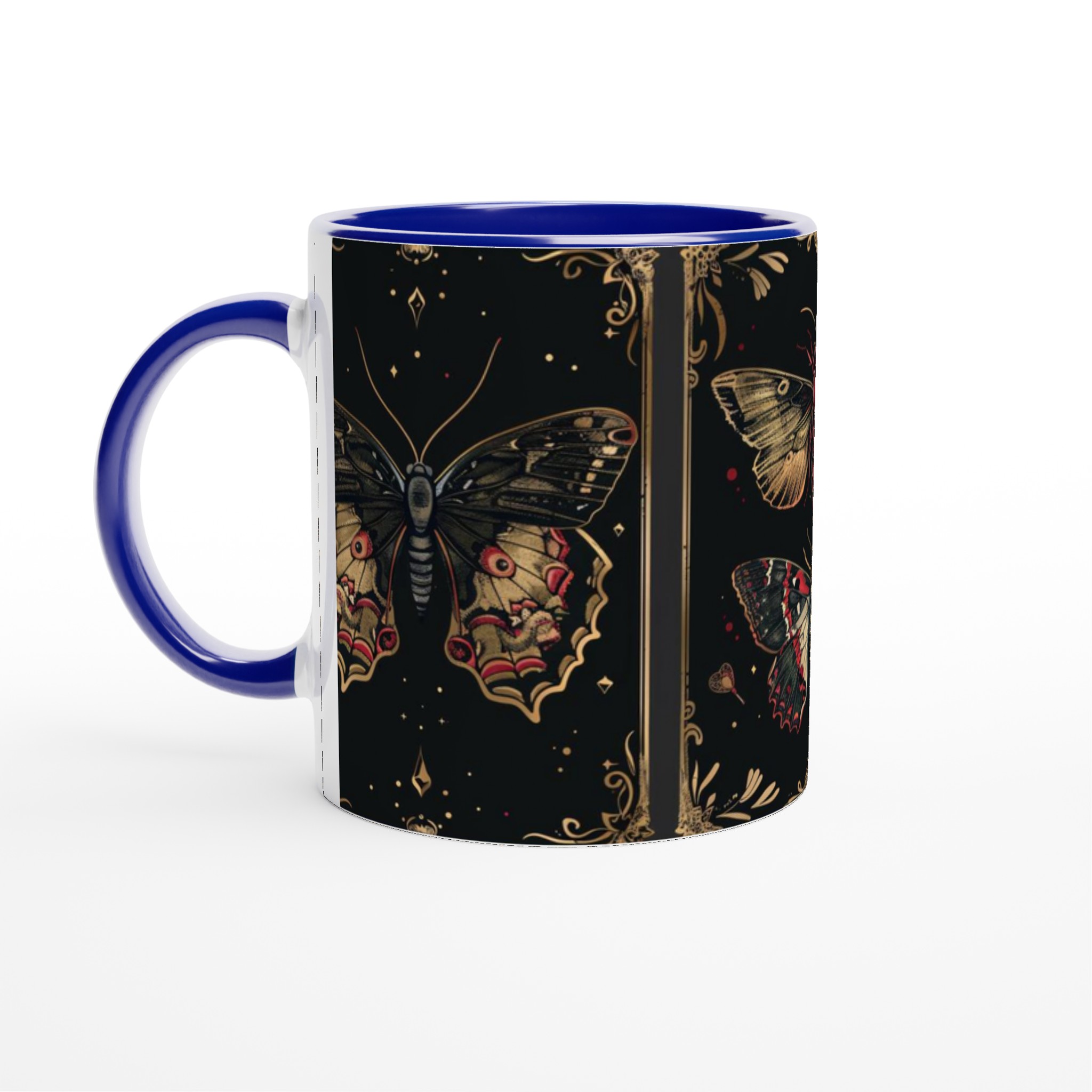 Mystiska Nattfjärilar Keramikmugg – Elegant Guld & Röd Design för Kaffe- och Teälskare, Välj Färg! 4 11918111-cf6d-4184-9012-1328a61061f0