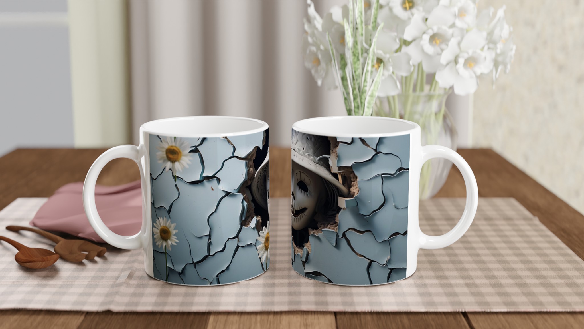 Läskig docka och tusensköna 11oz keramisk mugg – Välj din färg! 10 12227b56-76ef-4be9-8b4c-8d0ebee3ca7c