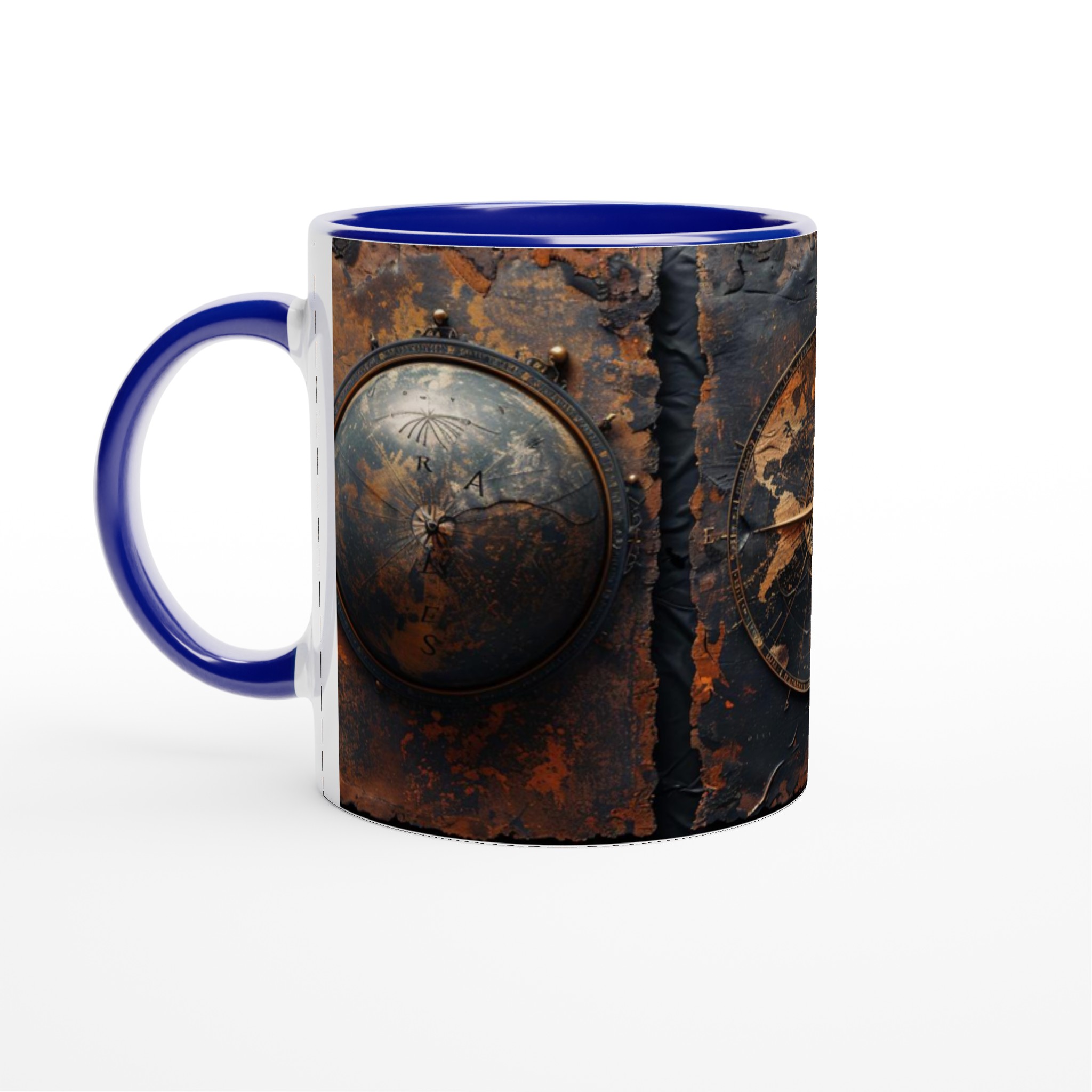 Vit 11oz keramisk mugg med vintage världskarta-design – välj bland sju klassiska färger 4 12a89aea-d8e5-4085-9ae7-25b058539811
