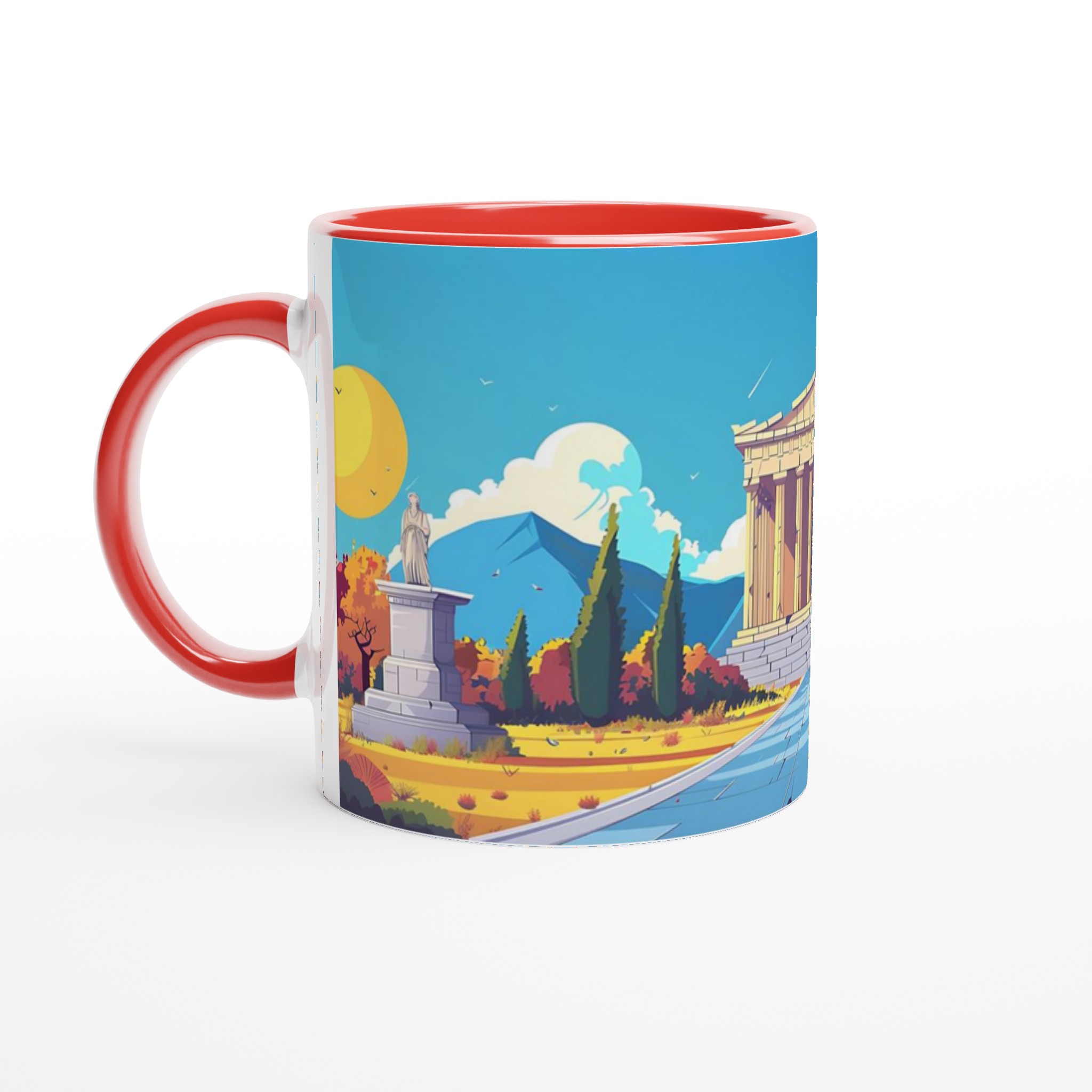 Grekisk Tempel Konst Mugg – 11oz Keramikmugg i Klara Färger för Kaffe & Te 2 134cd9d8-a73f-48c2-875e-e036ecf7eefb