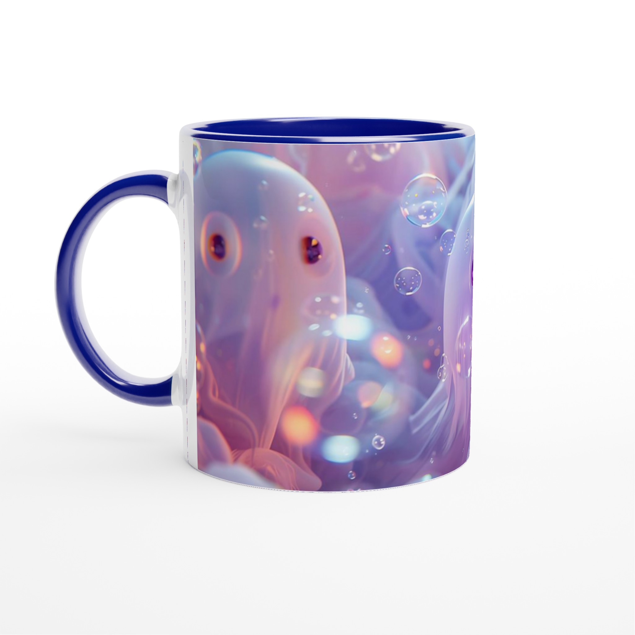 Pastell Dröm Mugg: En Vit 11oz Keramikmugg i en Värld av Ljus och Bubblor 4 13bd2d87-5108-4b1e-944f-24db8612e692