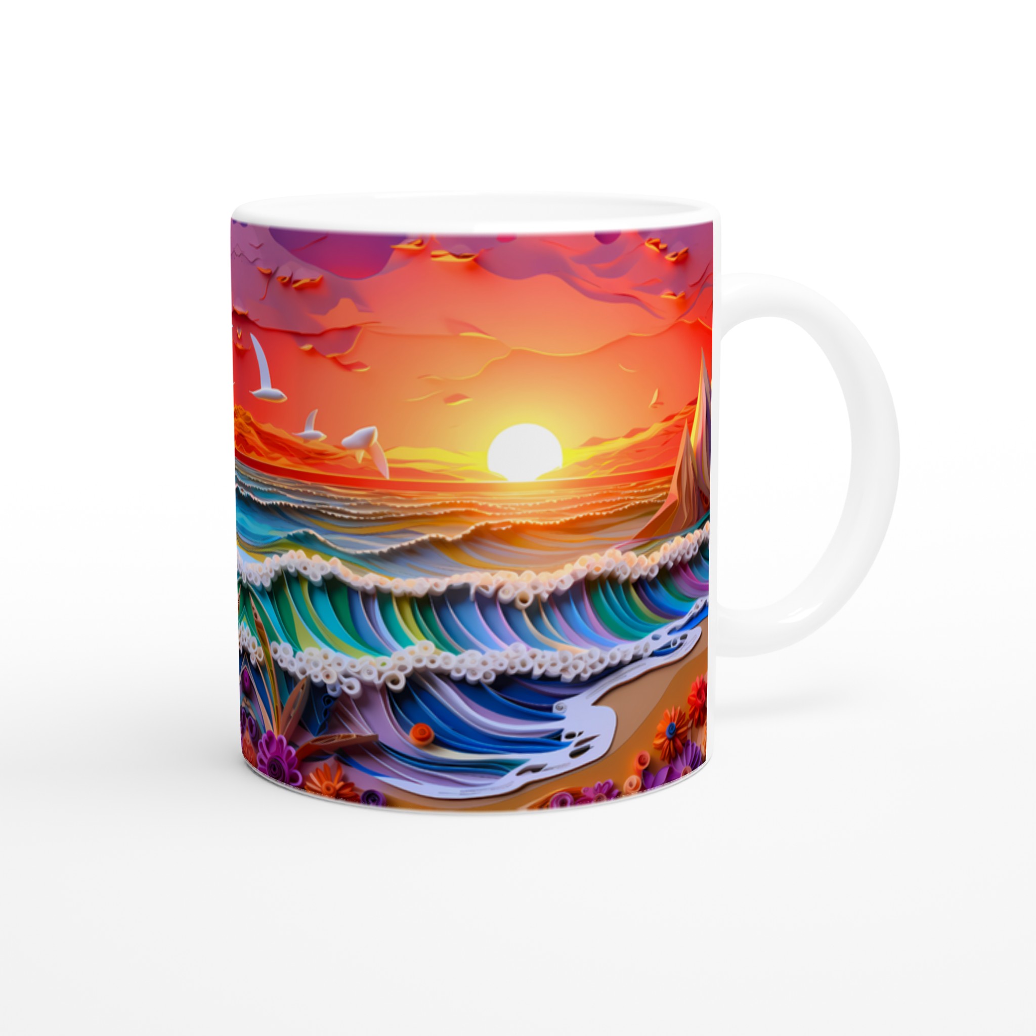 Abstrakt Solnedgång Keramikmugg - 11oz Konstnärlig Kaffemugg i Valfri Färg 10 14698ee2-d71c-4204-b1be-990be072801f