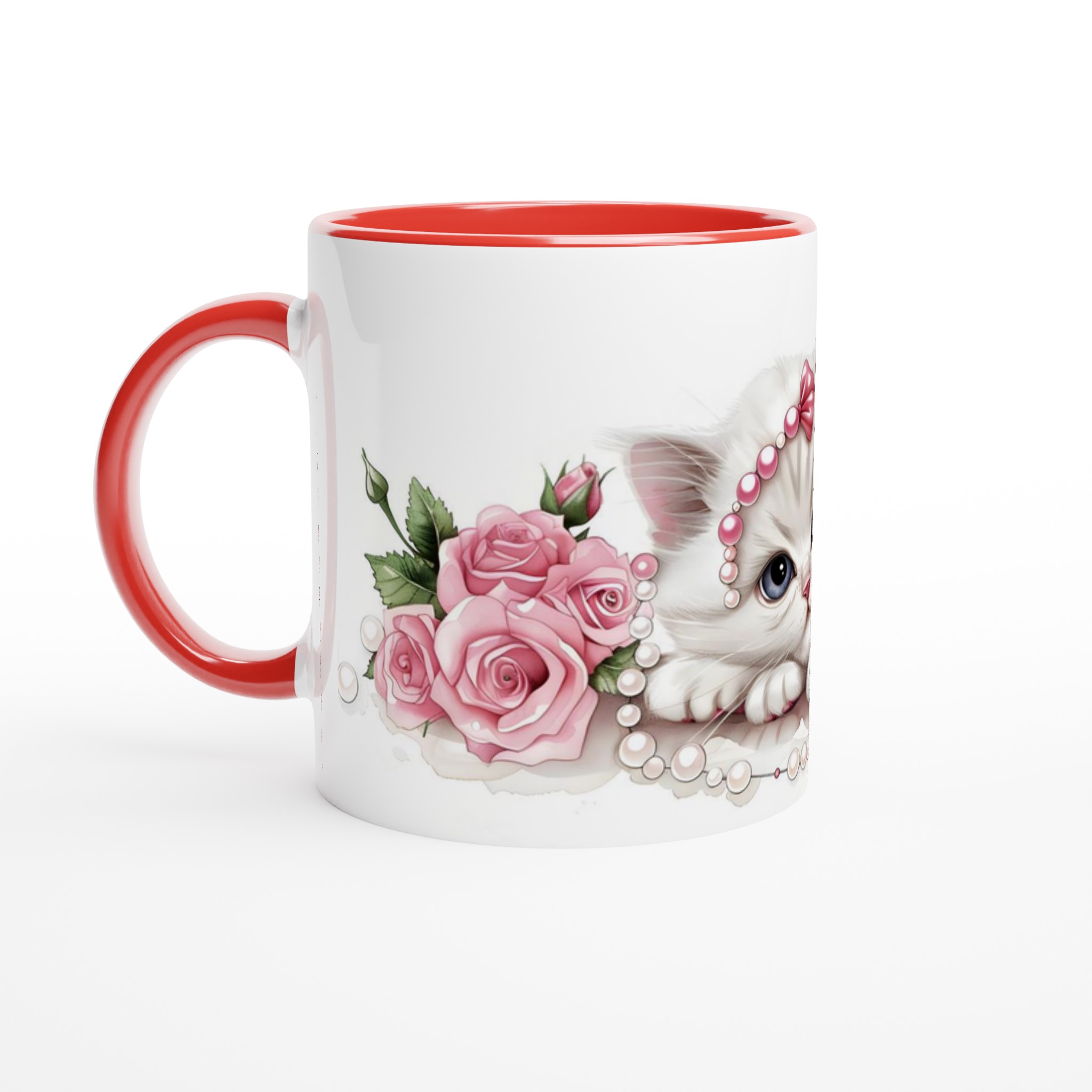 Söt kattunge och rosor 11oz keramisk mugg – charmig design för kaffeälskare i flera färger 2 14a02a5a-9f42-4fce-b483-d7cc0bbfd18d