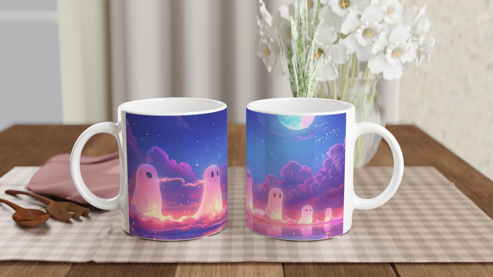 Mystisk Gryning 11oz Keramisk Mugg - Drömska Spöken och Skimrande Moln 10 14add524-eb25-4be2-85ff-fb44e8a1efc1