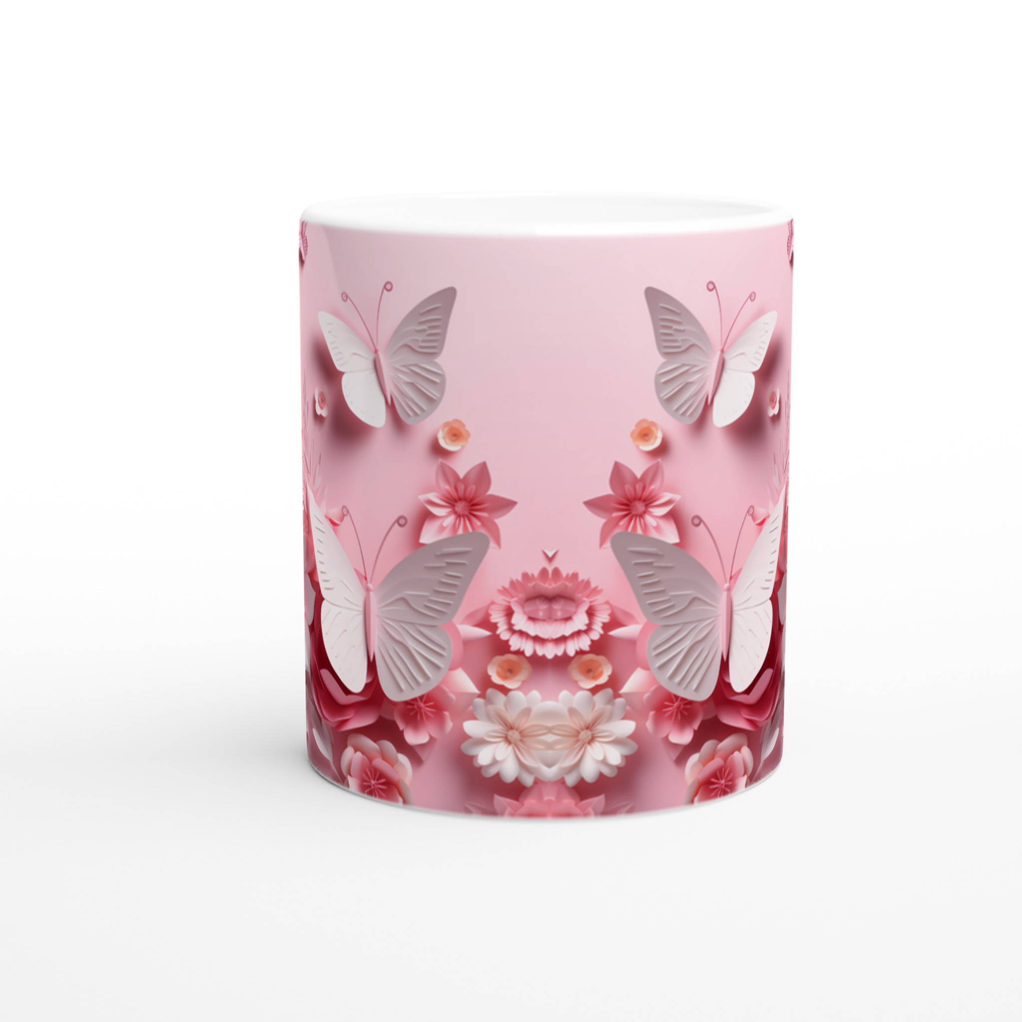 Pastellrosa Papper Butterfly Mugg - 11oz Keramikmugg i ditt val av 7 färger 8 151a00e6-5bc7-4d1d-b641-bbe7d6a610e7