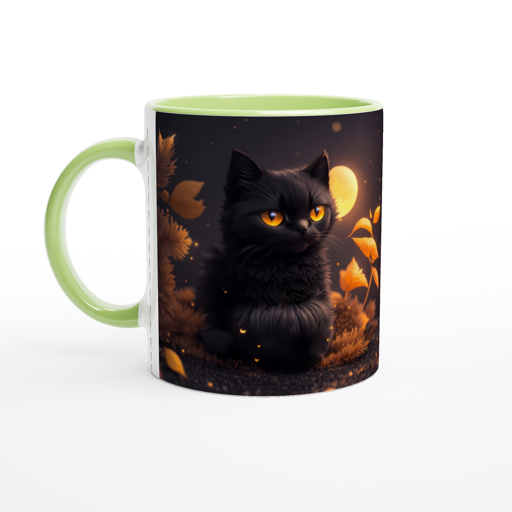 Mystisk Svart Katt Keramikmugg - Gyllene Ögon & Magisk Höstatmosfär, 11oz 3 155dc469-da9a-40b9-8784-a6545090ee5a