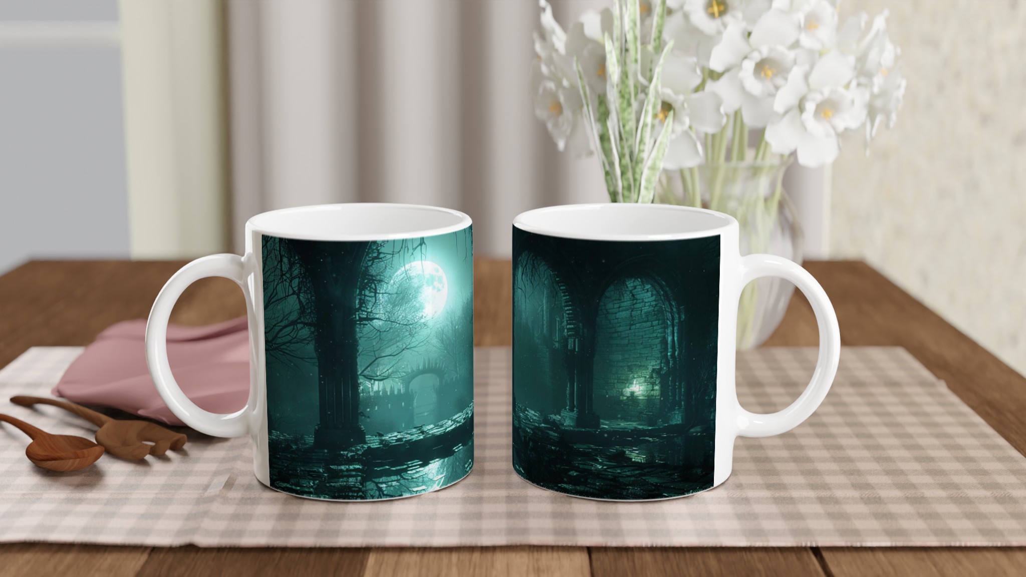Mystisk Månnatt 11oz Keramikmugg – Drömsk Gotisk Design i Ditt Val av 7 Färgstarka Nyanser 10 15e41db7-8caf-4c58-b3f5-e42436ccebea