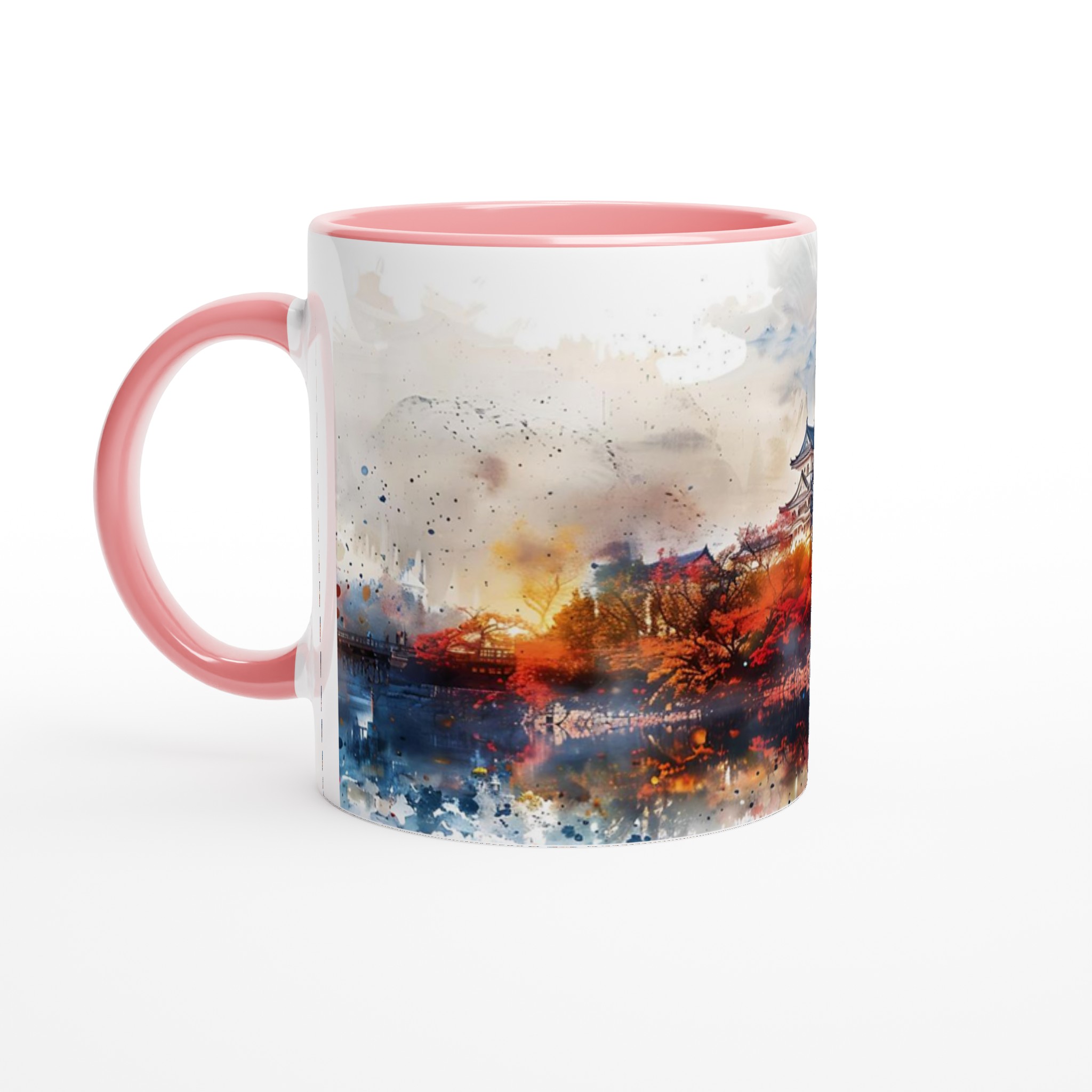 Japansk Akvarell Mugg - Klassiskt Slott & Höstfärger på 11oz Keramik, Välj Färg! 6 160544ee-424a-4afd-bc06-a87a5672377f