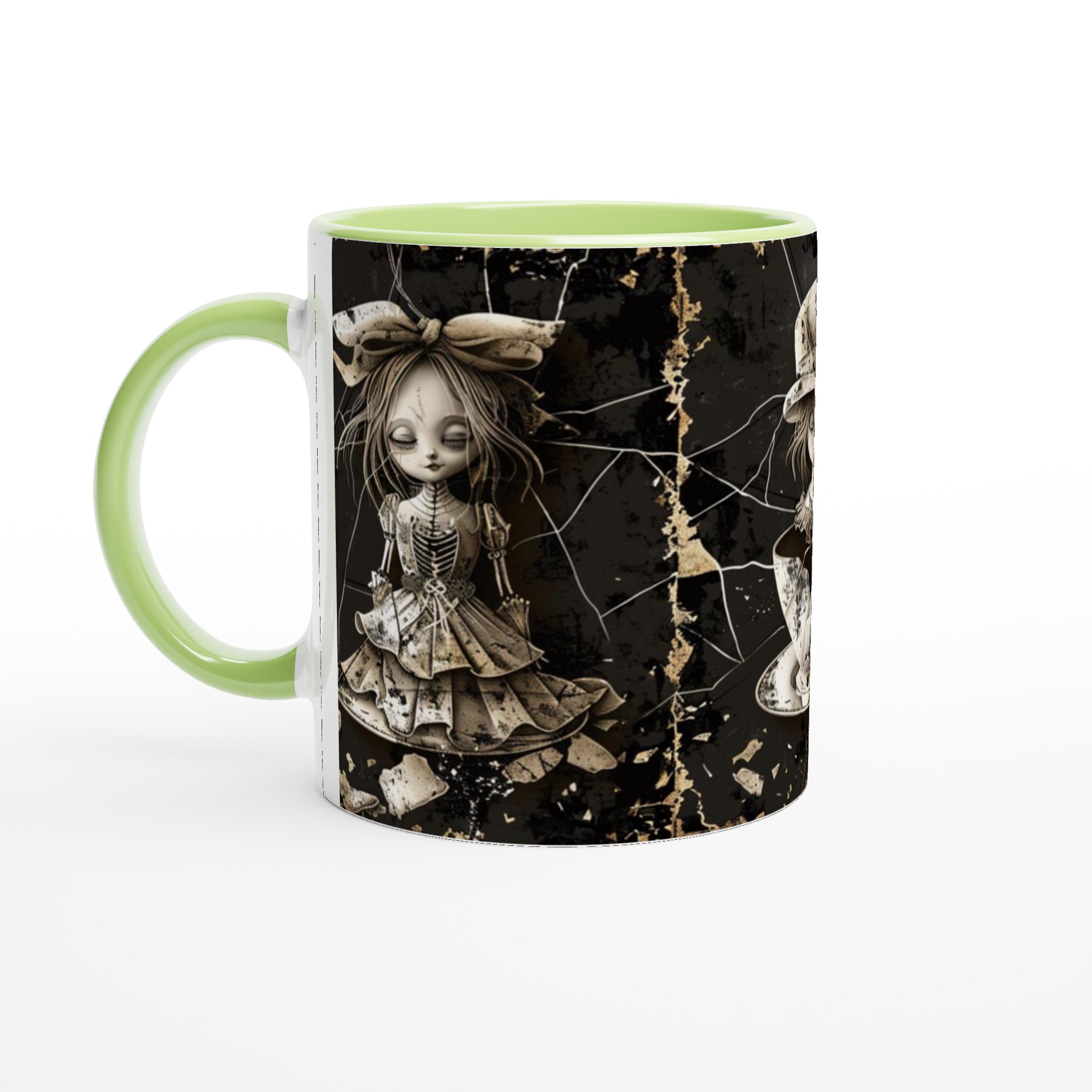 Vit 11oz keramisk mugg med gotiskt bruten dockstil i din favoritfärg 3 16539c74-4b78-42c4-bf83-f3346c69957a