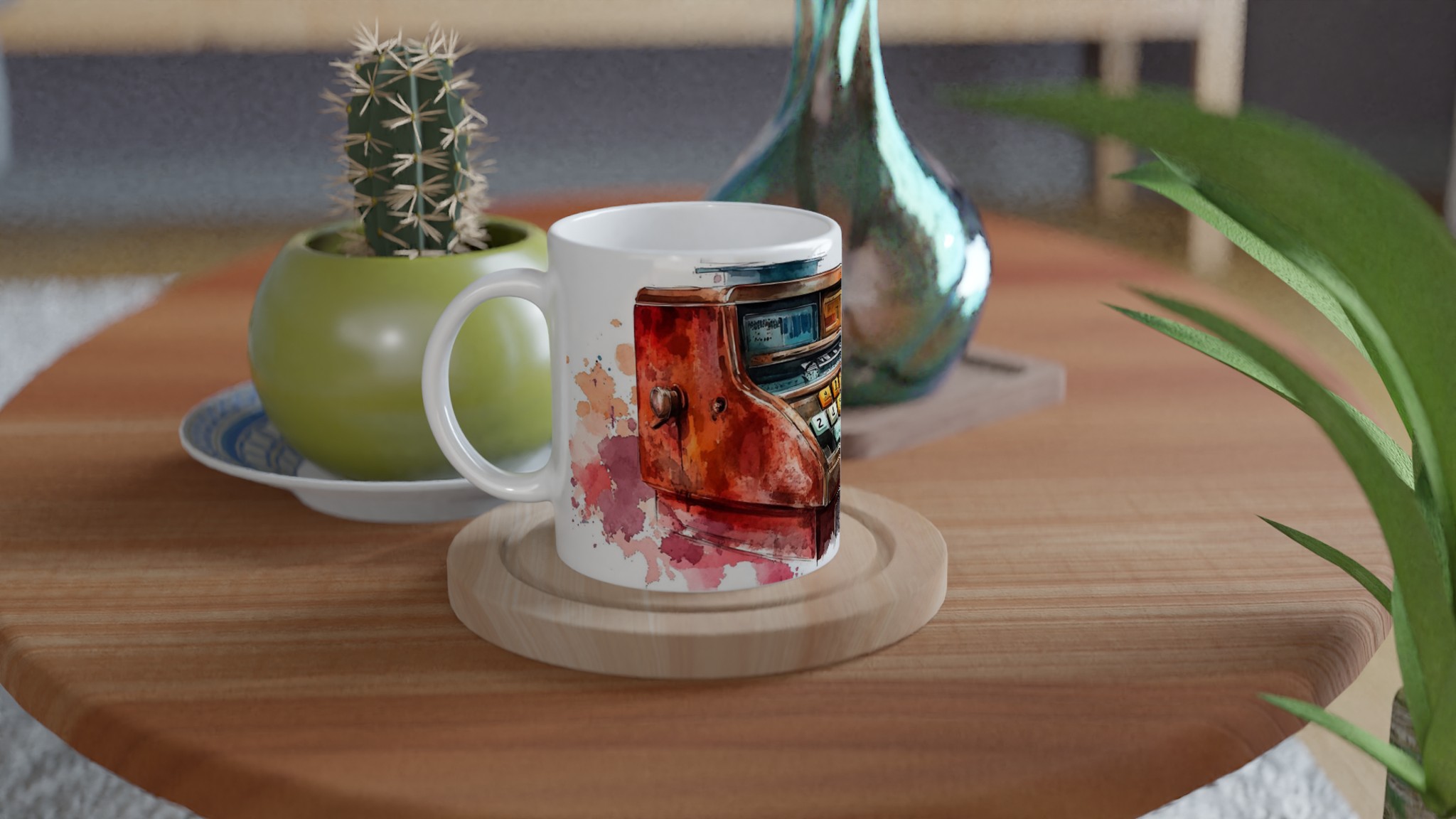 Retro Kassaapparat Keramisk Mugg – Nostalgisk Akvarellstil i 7 Färger 9 169aa075-b73b-4c40-a73e-7a424831a9a4
