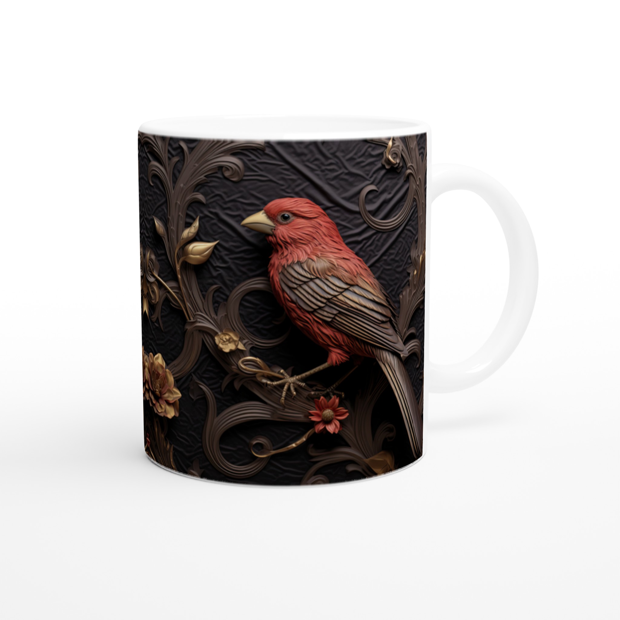 Barockfågel Premium Keramikmugg - Elegant Konst & Komfort i 11 oz Vit Mugg 10 16bfe9cd-b973-4328-8f88-f7abc85bf16f