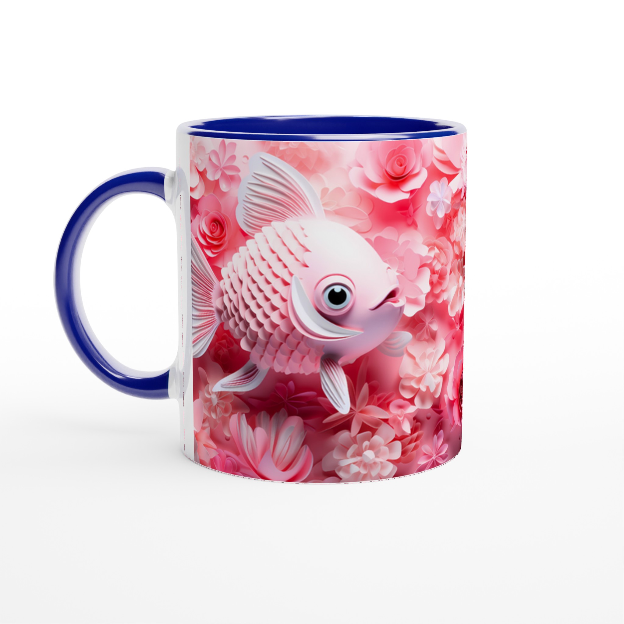 Kärleksfull Koi Mugg – Rosa Blomsterdröm med Lekfulla Fiskar – Personlig 11oz Keramikmugg i Flera Färger 4 16e16202-26b0-4dde-af36-b2e04c8e31bc
