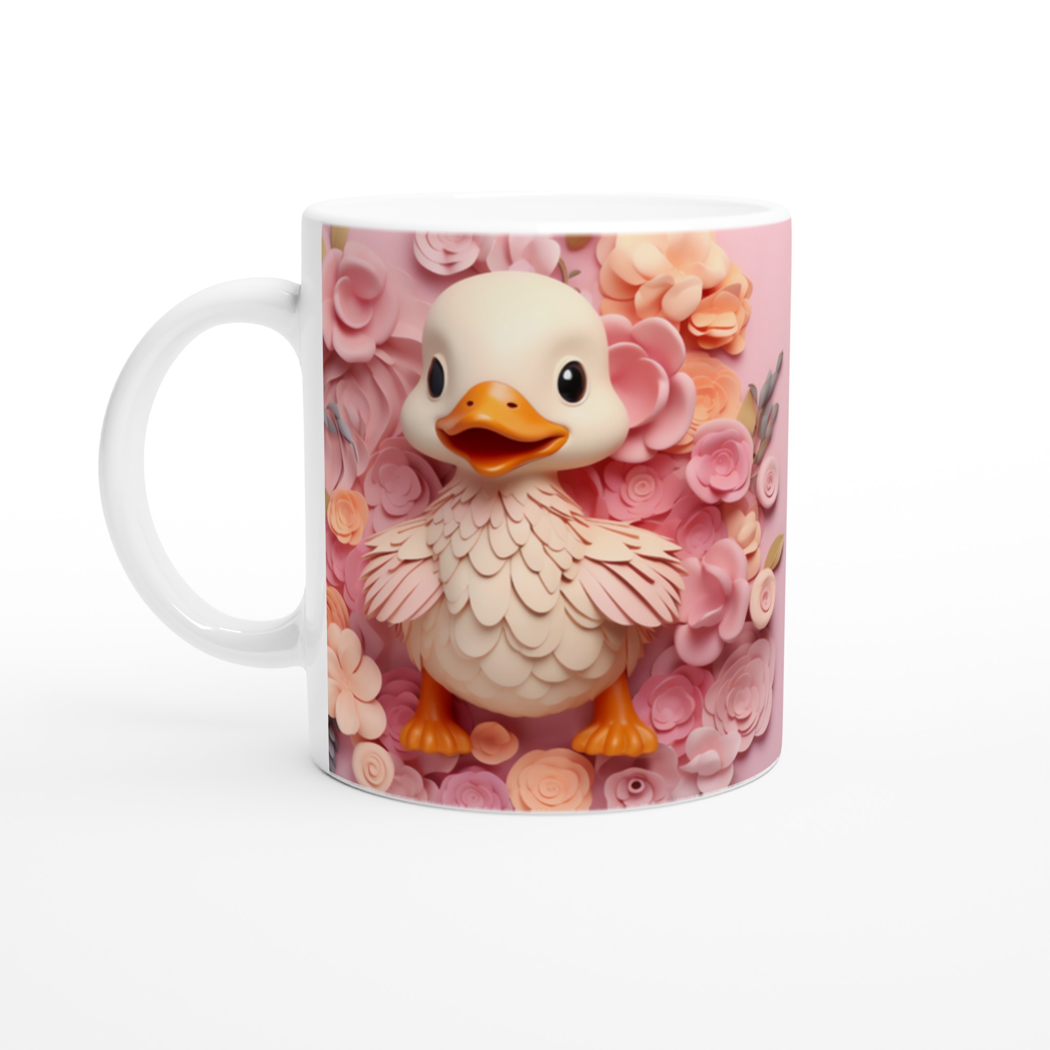 Söt Anka Keramikmugg – Rosa Blomdesign, 11 oz. Välj din färg! 1 16f6d6b5-8793-4148-bf7a-bc237f67e905