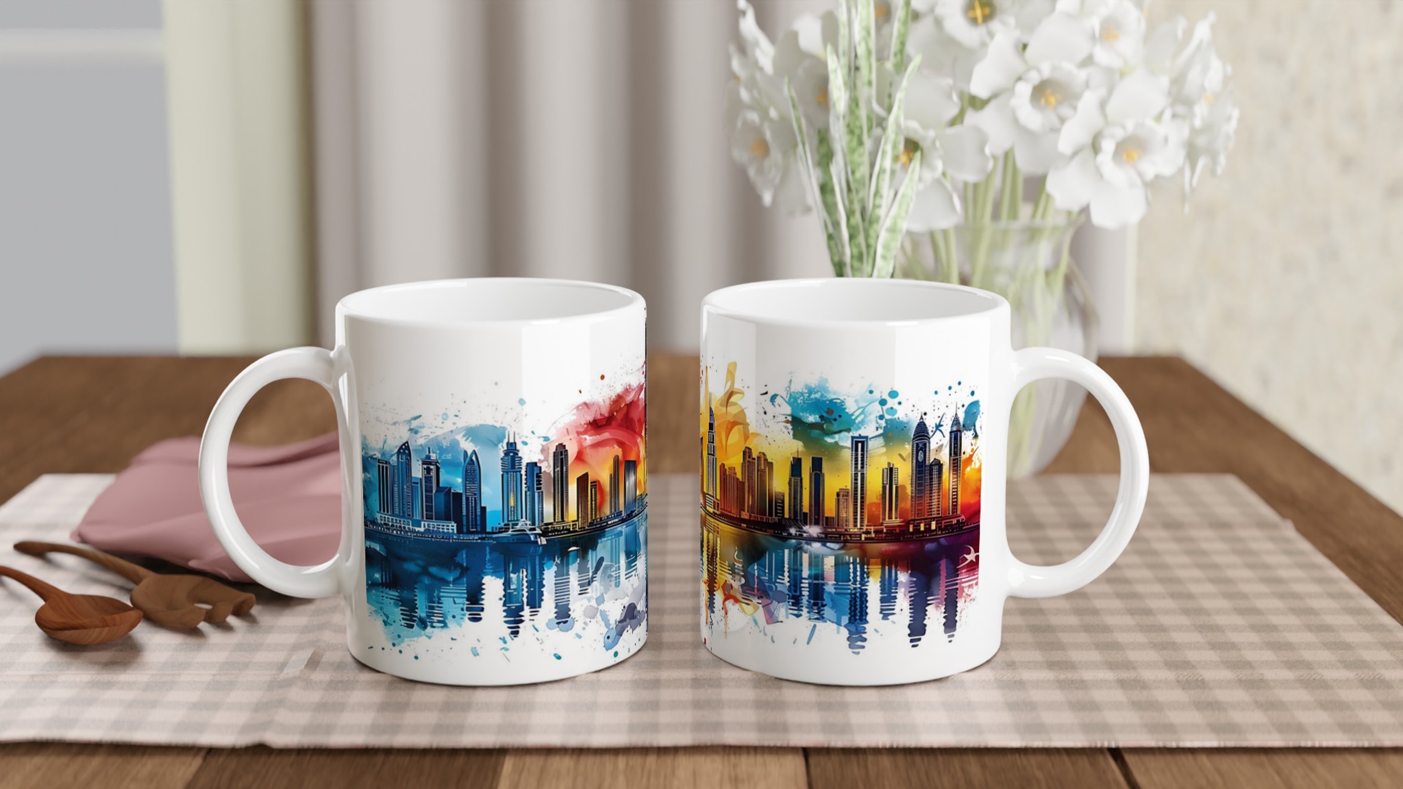 Dubai Skyline Akvarell Mugg – Färgstark Keramisk Kaffemugg för Kulturella Älskare 10 17649a49-daf7-428f-9af6-7b7f8af0932c